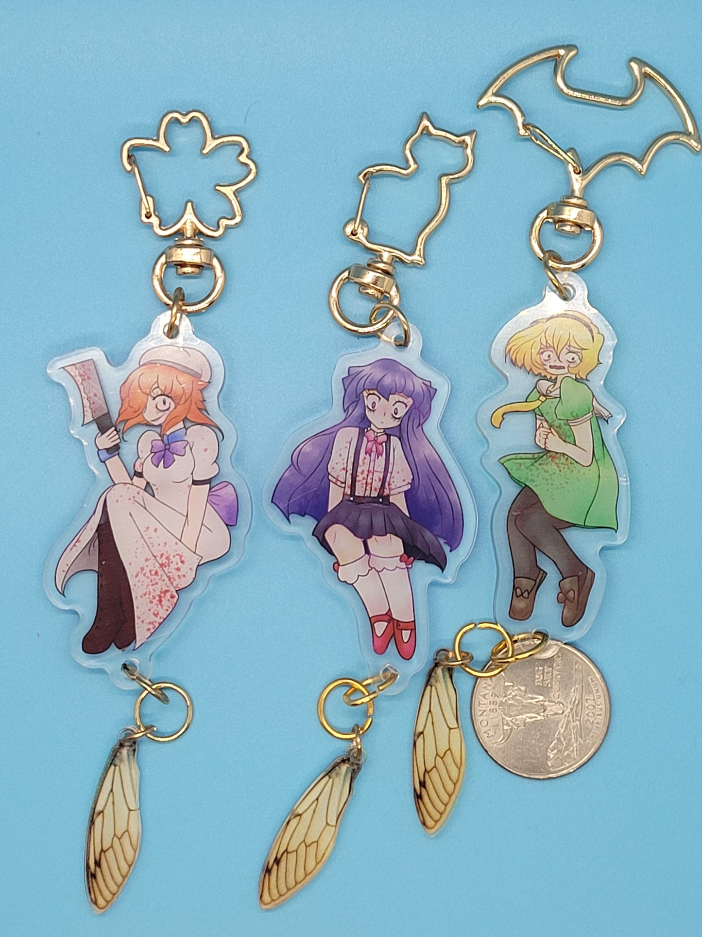 Higurashi When They Cry Rena Ryuugu Cicada Keychain