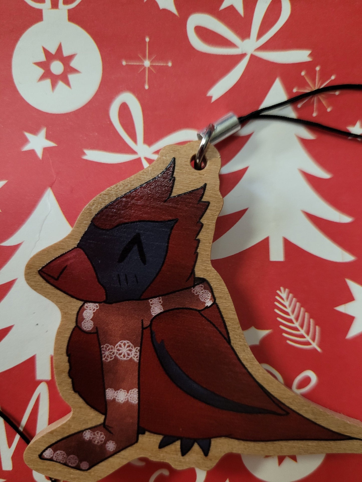 Wintertime Critter Wooden Christmas Ornaments / Keychains - Cardinal, Penguin, Fox, Reindeer