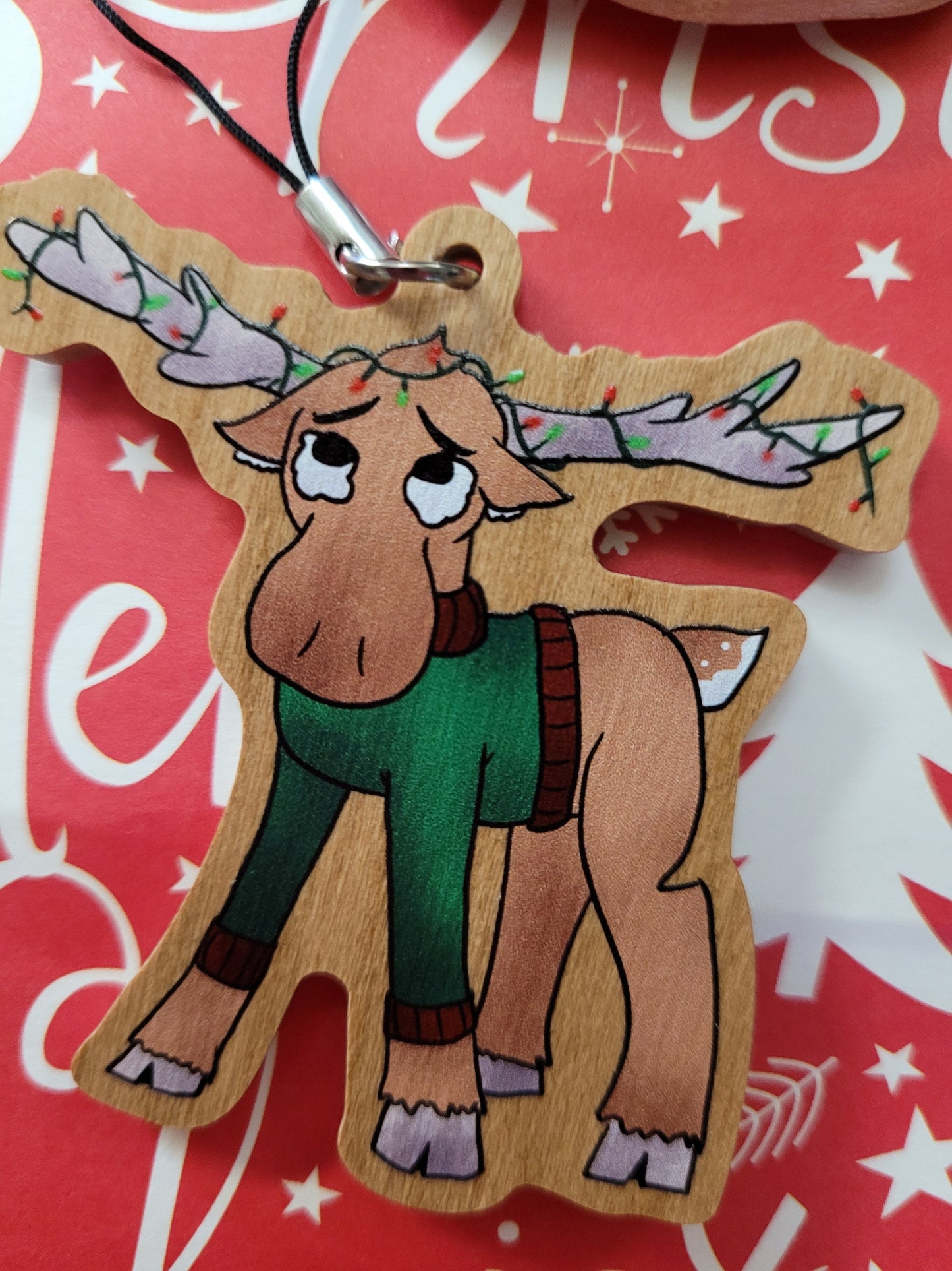 Wintertime Critter Wooden Christmas Ornaments / Keychains - Cardinal, Penguin, Fox, Reindeer
