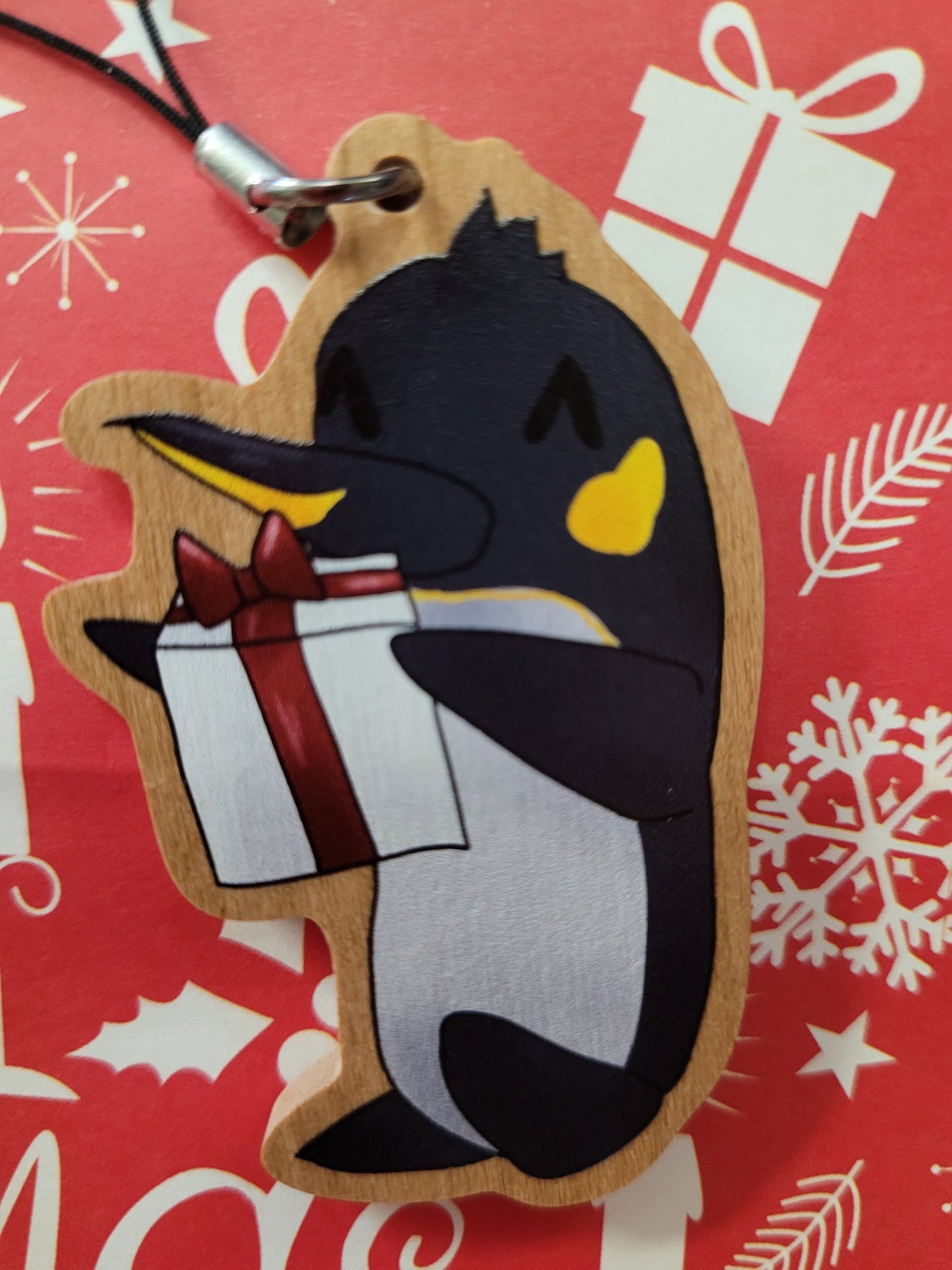 Wintertime Critter Wooden Christmas Ornaments / Keychains - Cardinal, Penguin, Fox, Reindeer