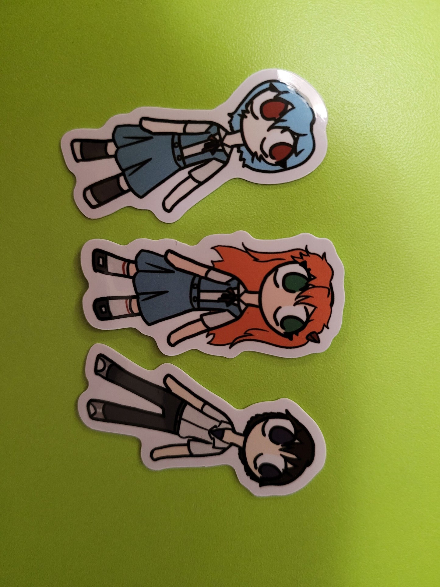 Neon Genesis Evangelion Asuka Rei and Shinji Chibis Vinyl Sticker Pack