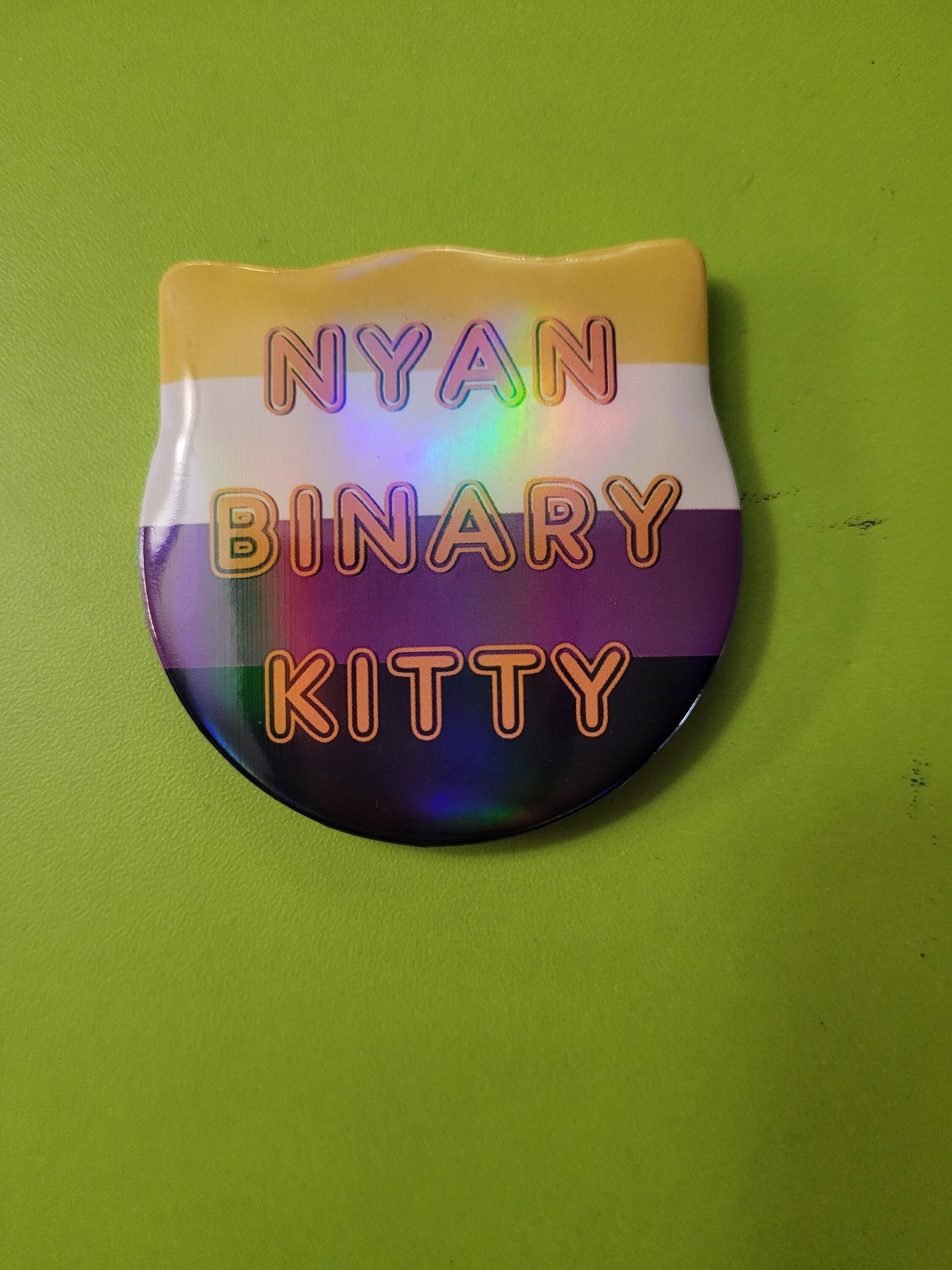 Trans + Nonbinary Pride Cat Pin Badges