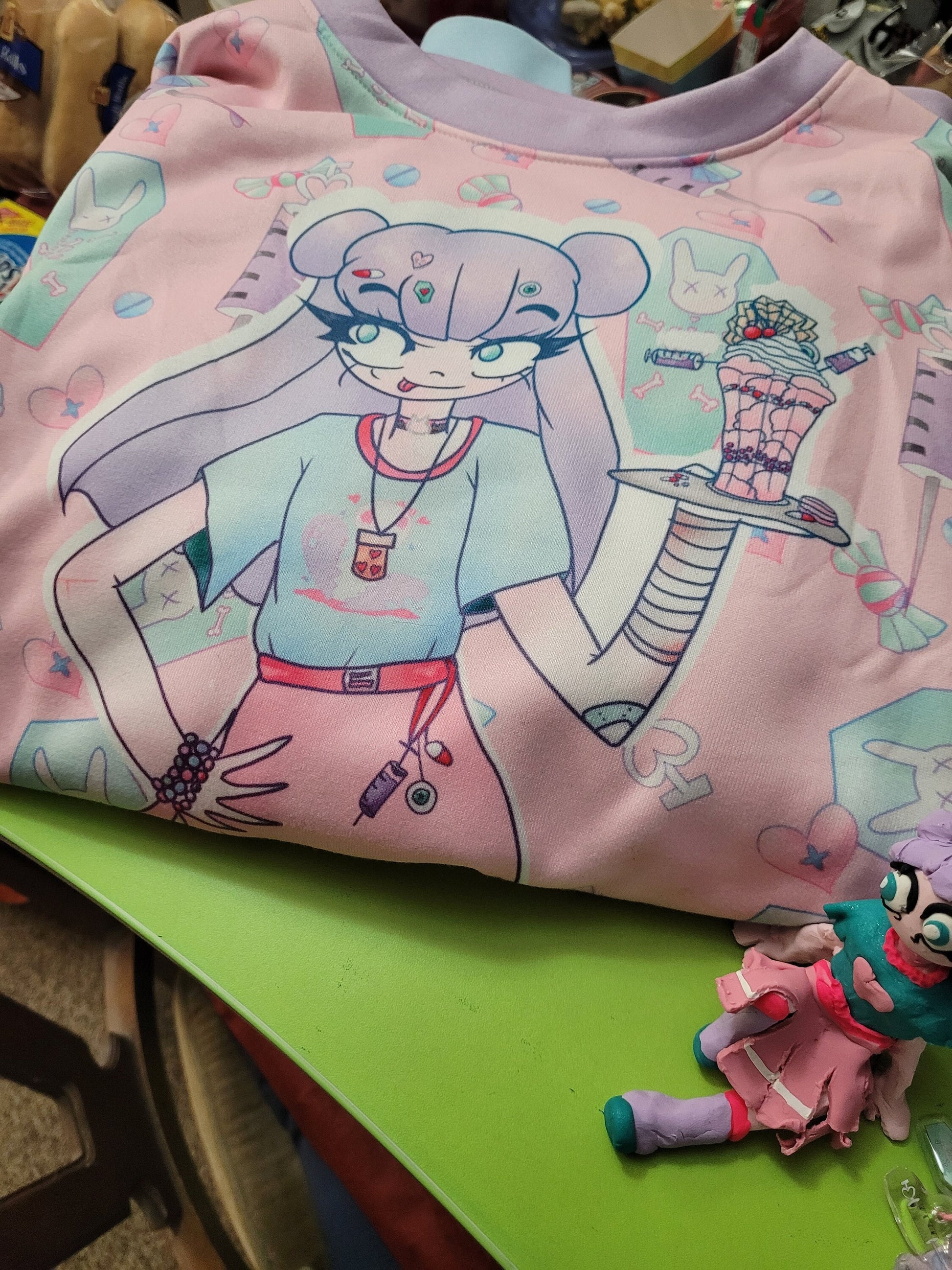 Menhera Girl On All Over Pattern Sweatshirt