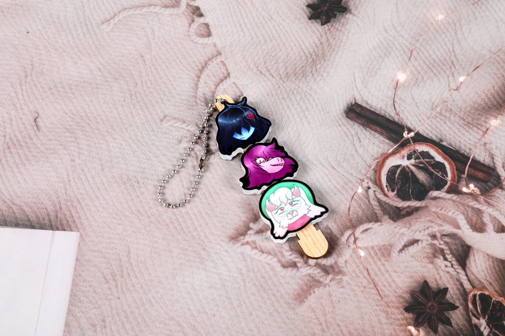 Deltarune Protagonists Double-Sided BBQ Dango Keychain