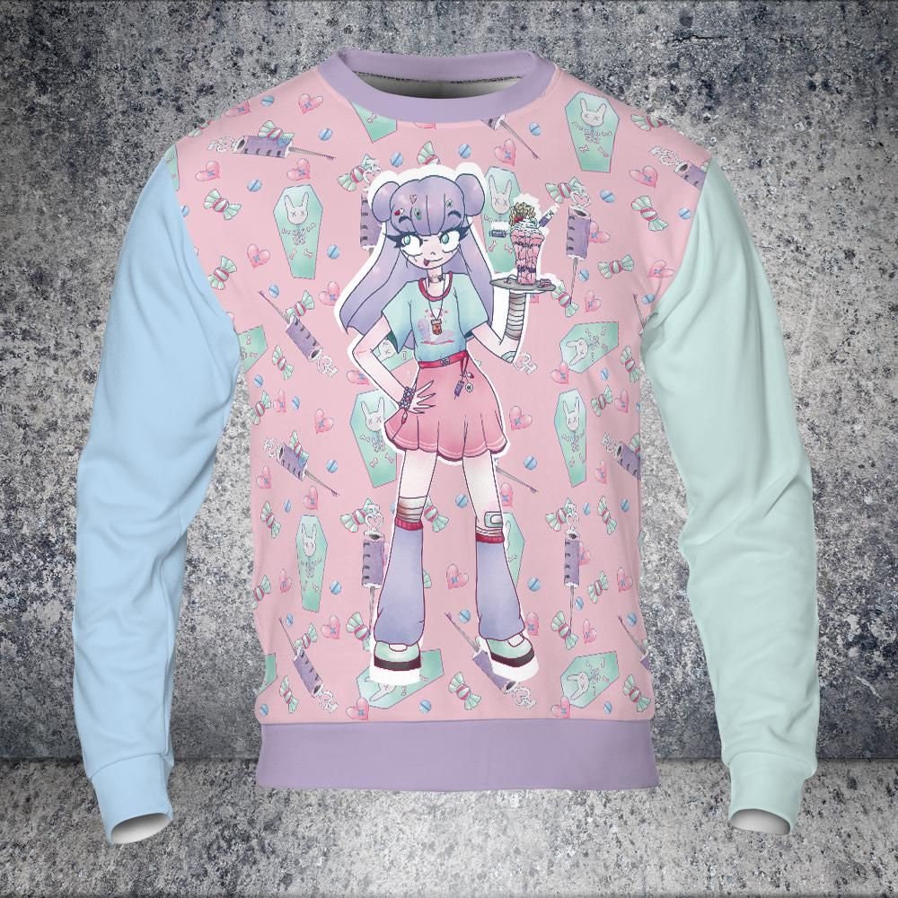Menhera Girl On All Over Pattern Sweatshirt