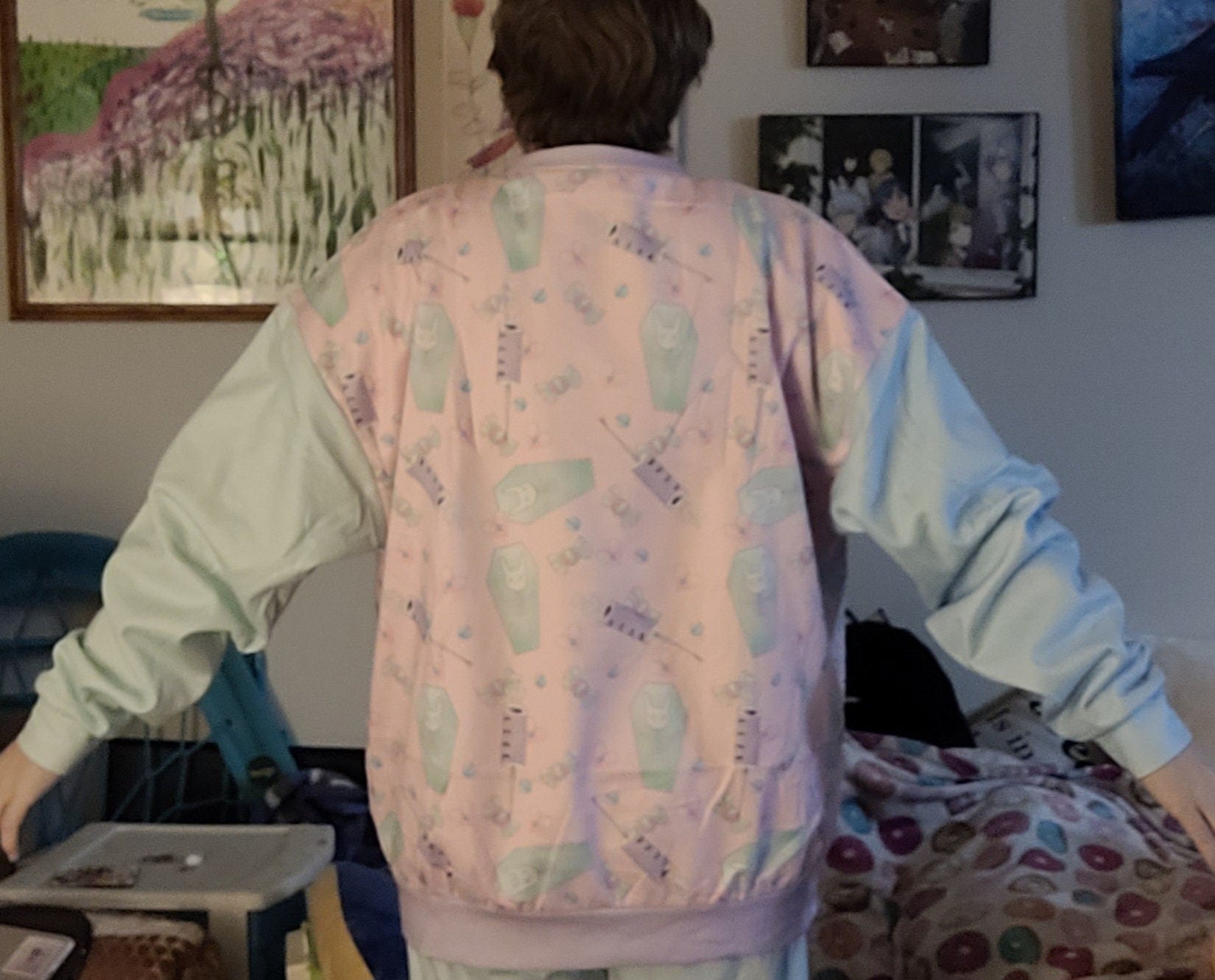 Menhera Girl On All Over Pattern Sweatshirt