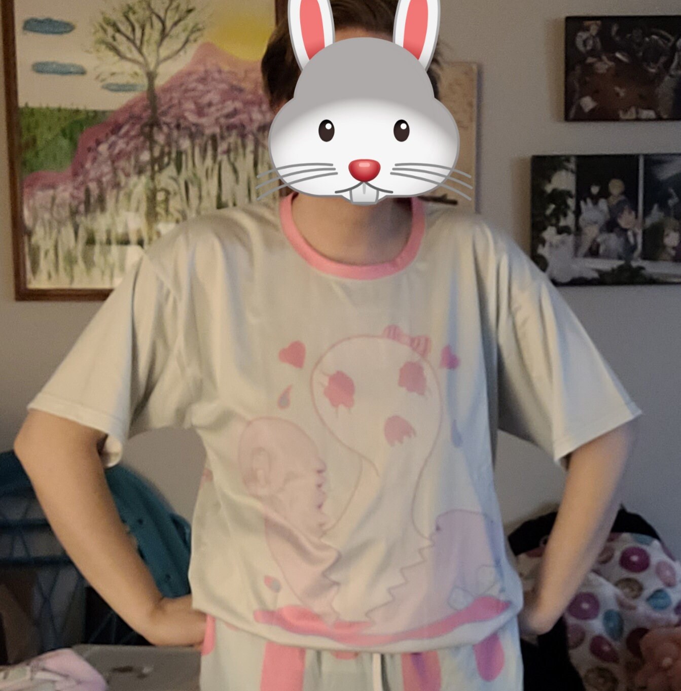 Menhera Girl On All Over Pattern T-shirt