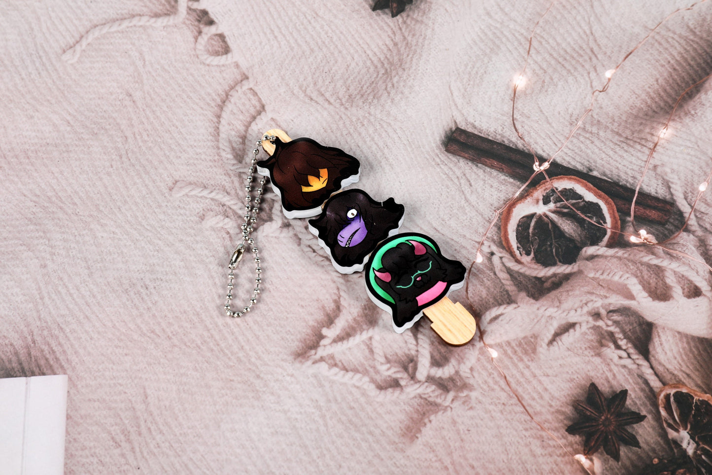 Deltarune Protagonists Double-Sided BBQ Dango Keychain
