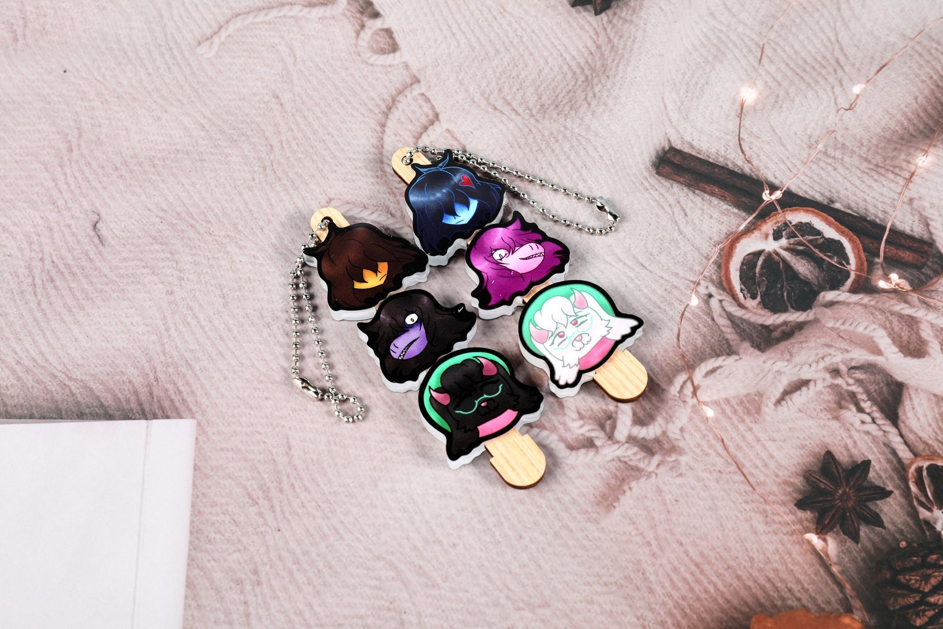 Deltarune Protagonists Double-Sided BBQ Dango Keychain