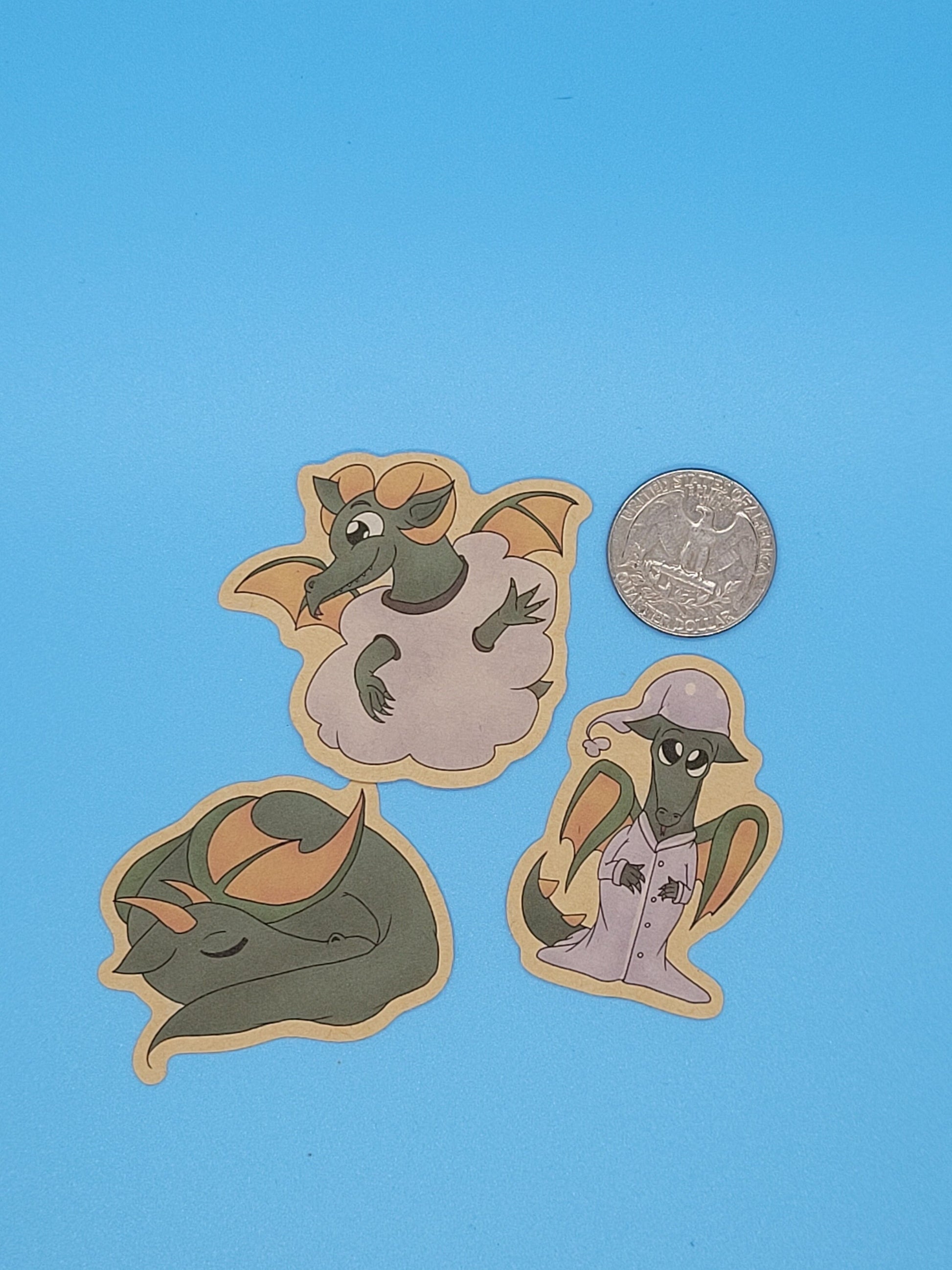 Sleepytime Dragon Kraft Paper Stickers