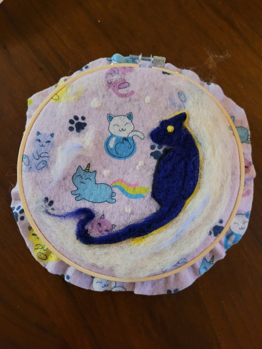 Sky Of Cats Original Needlefelt Hoop