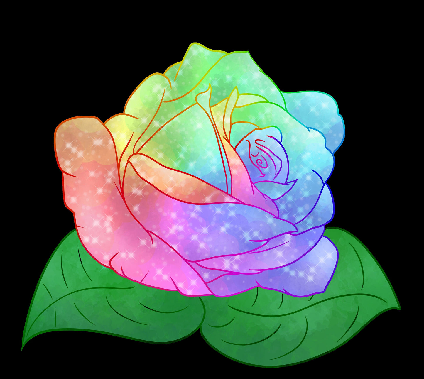 Sparkling Rainbow Rose Bleach T-Shirt