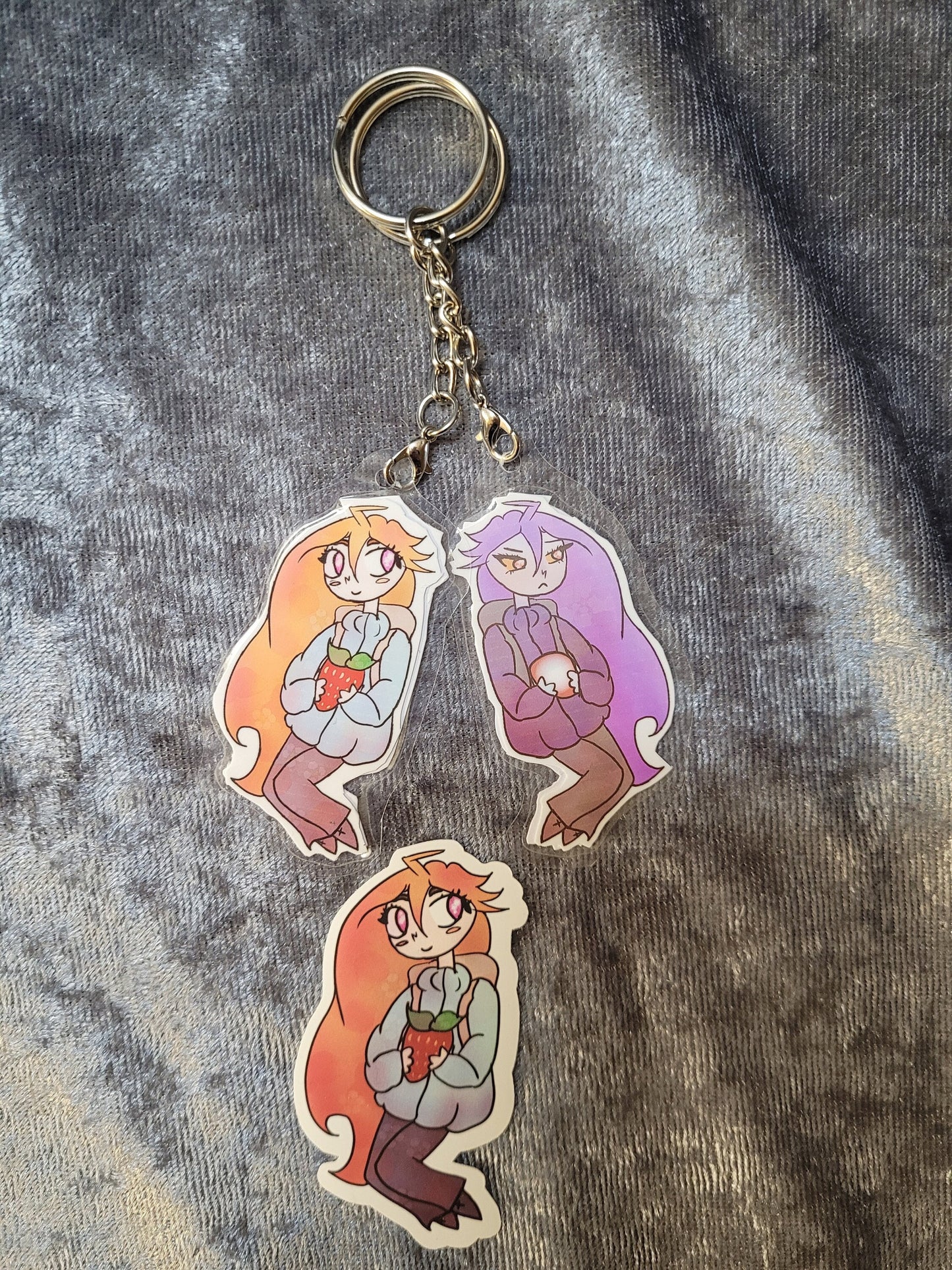 Celeste Madeline and Badeline Keychain : Double-Sided Acrylic Attachment / Laminate