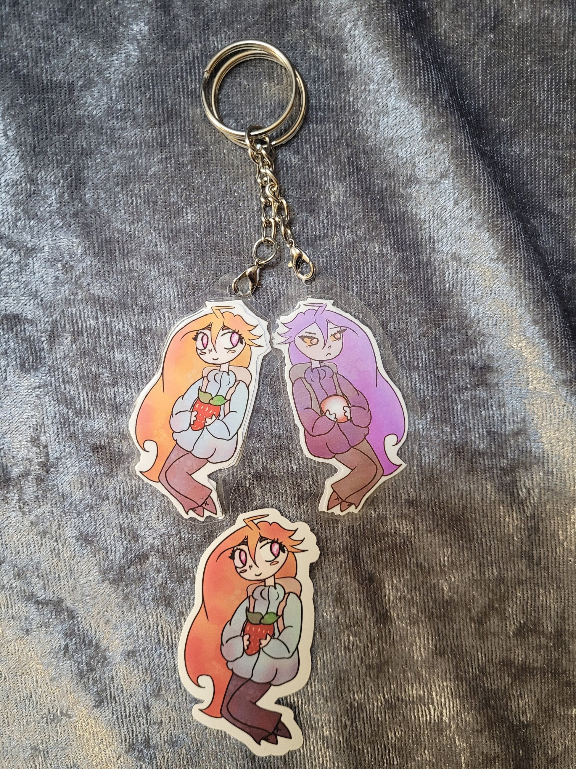 Celeste Madeline and Badeline Keychain : Double-Sided Acrylic Attachment / Laminate
