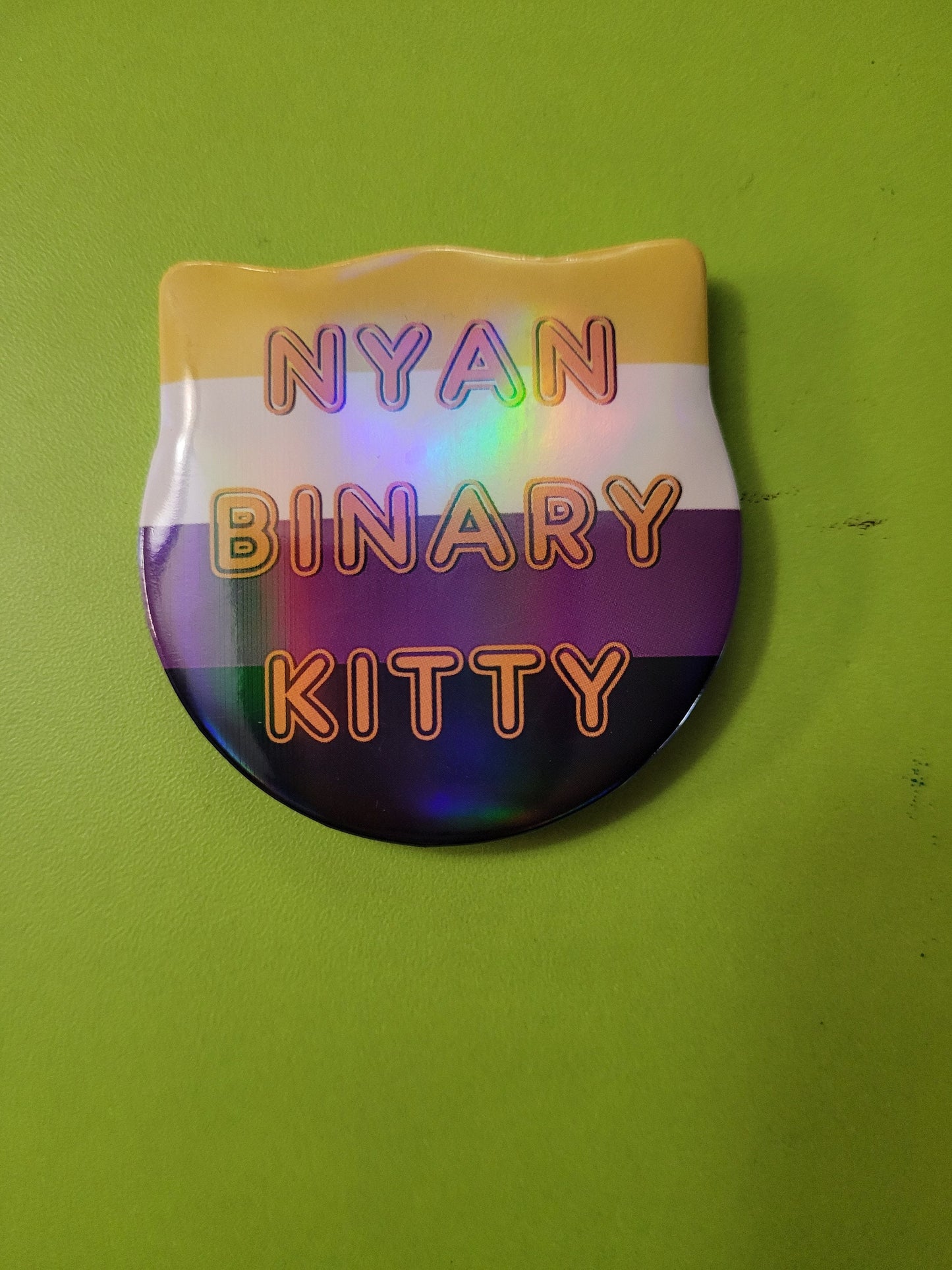 Trans + Nonbinary Pride Cat Pin Badges