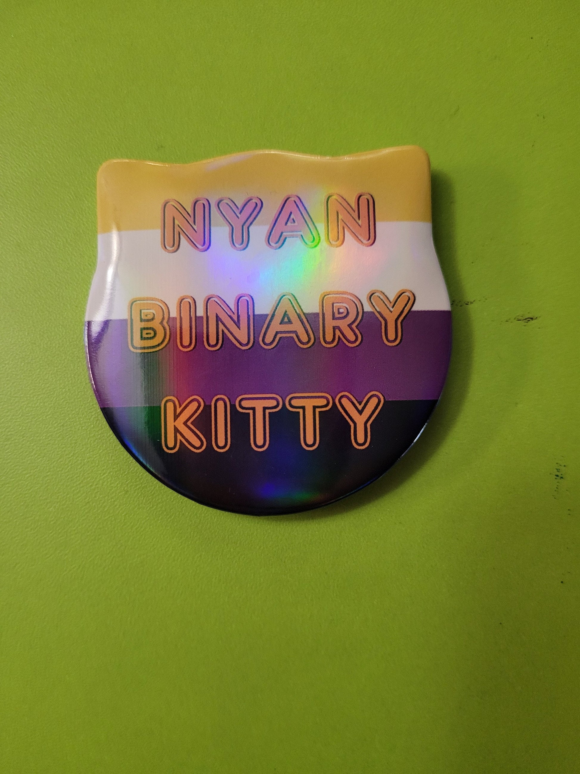 Trans + Nonbinary Pride Cat Pin Badges