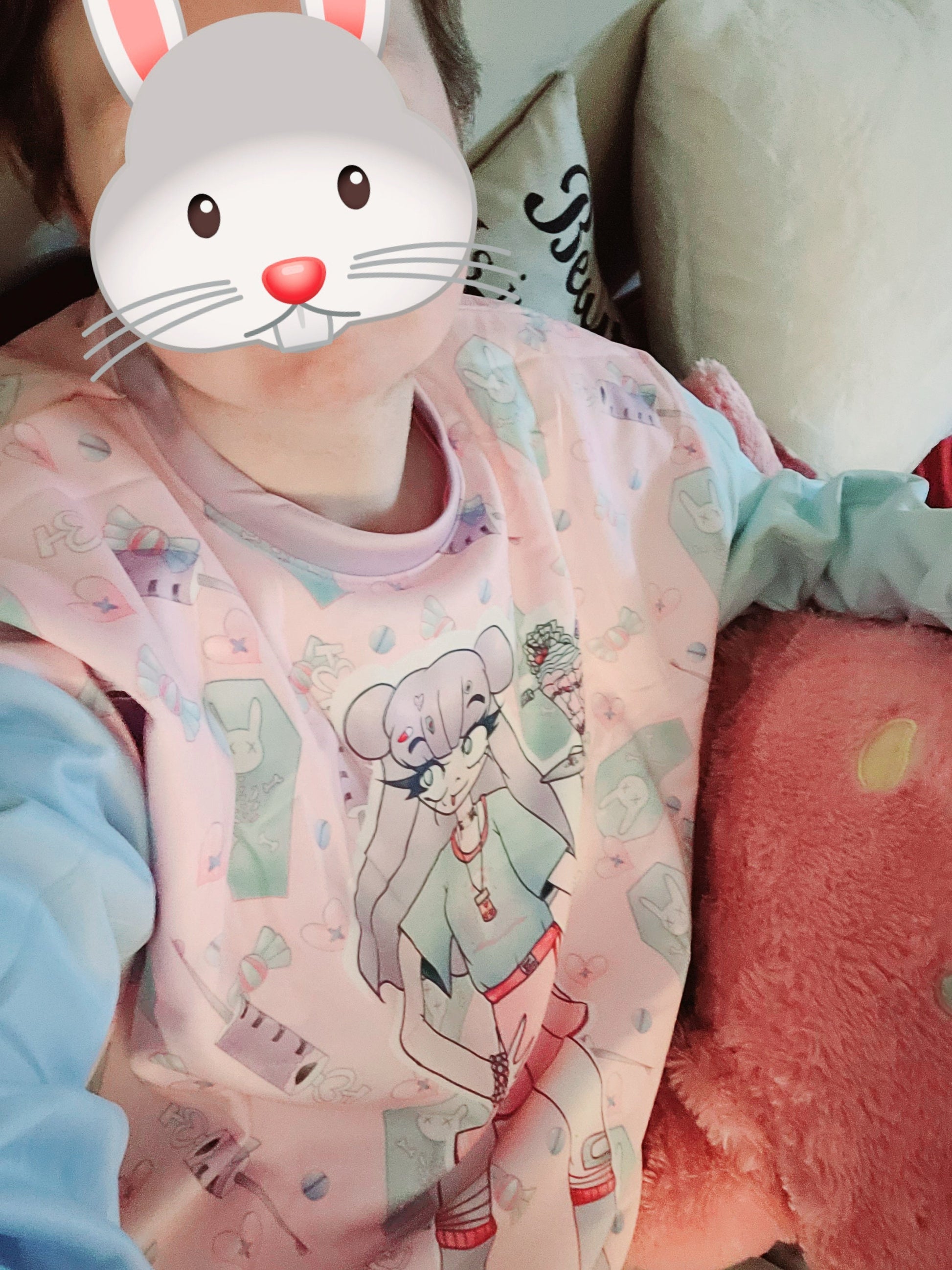 Menhera Girl On All Over Pattern T-shirt