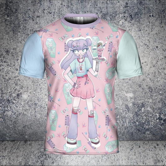 Menhera Girl On All Over Pattern T-shirt