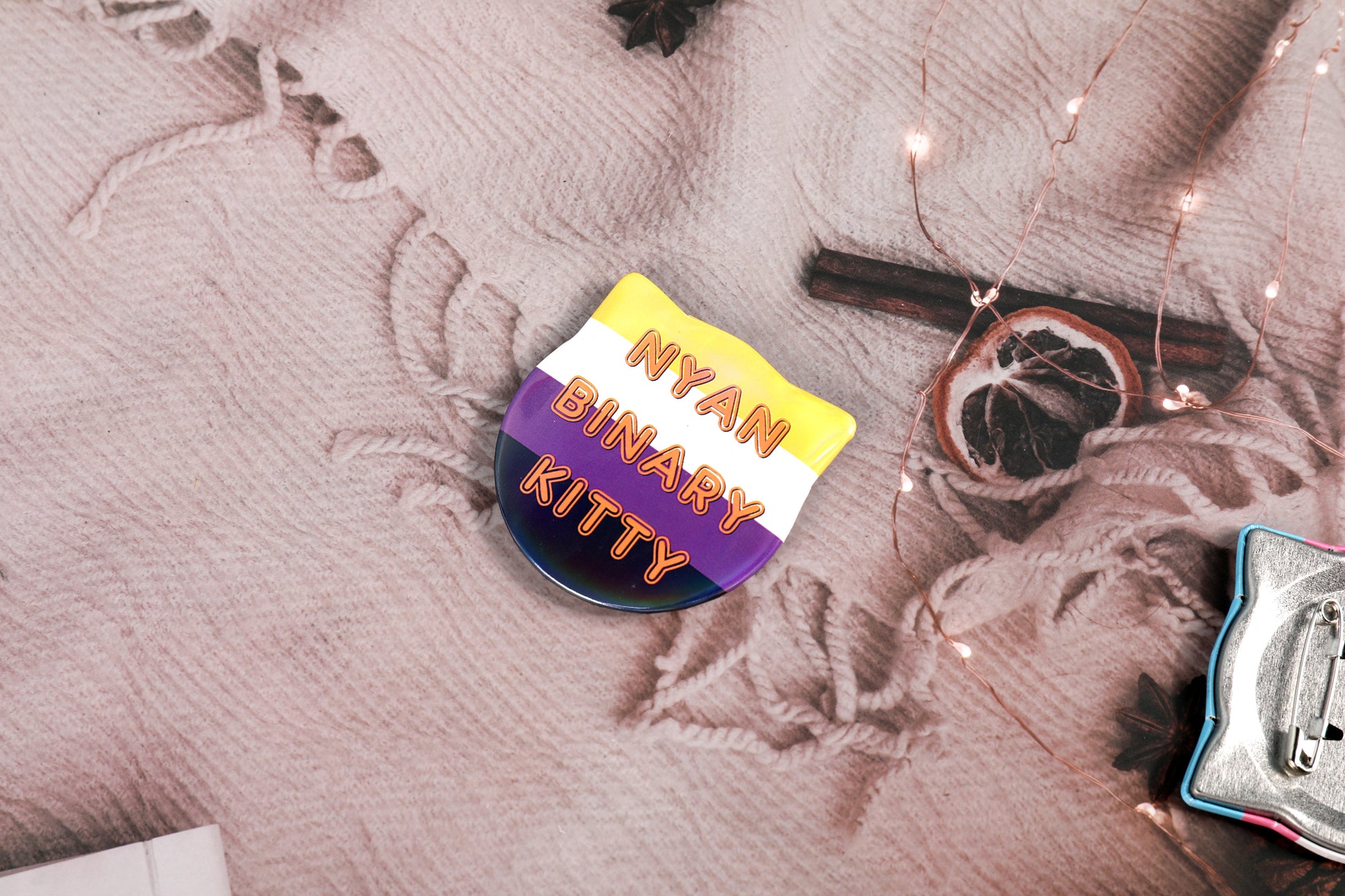 Trans + Nonbinary Pride Cat Pin Badges