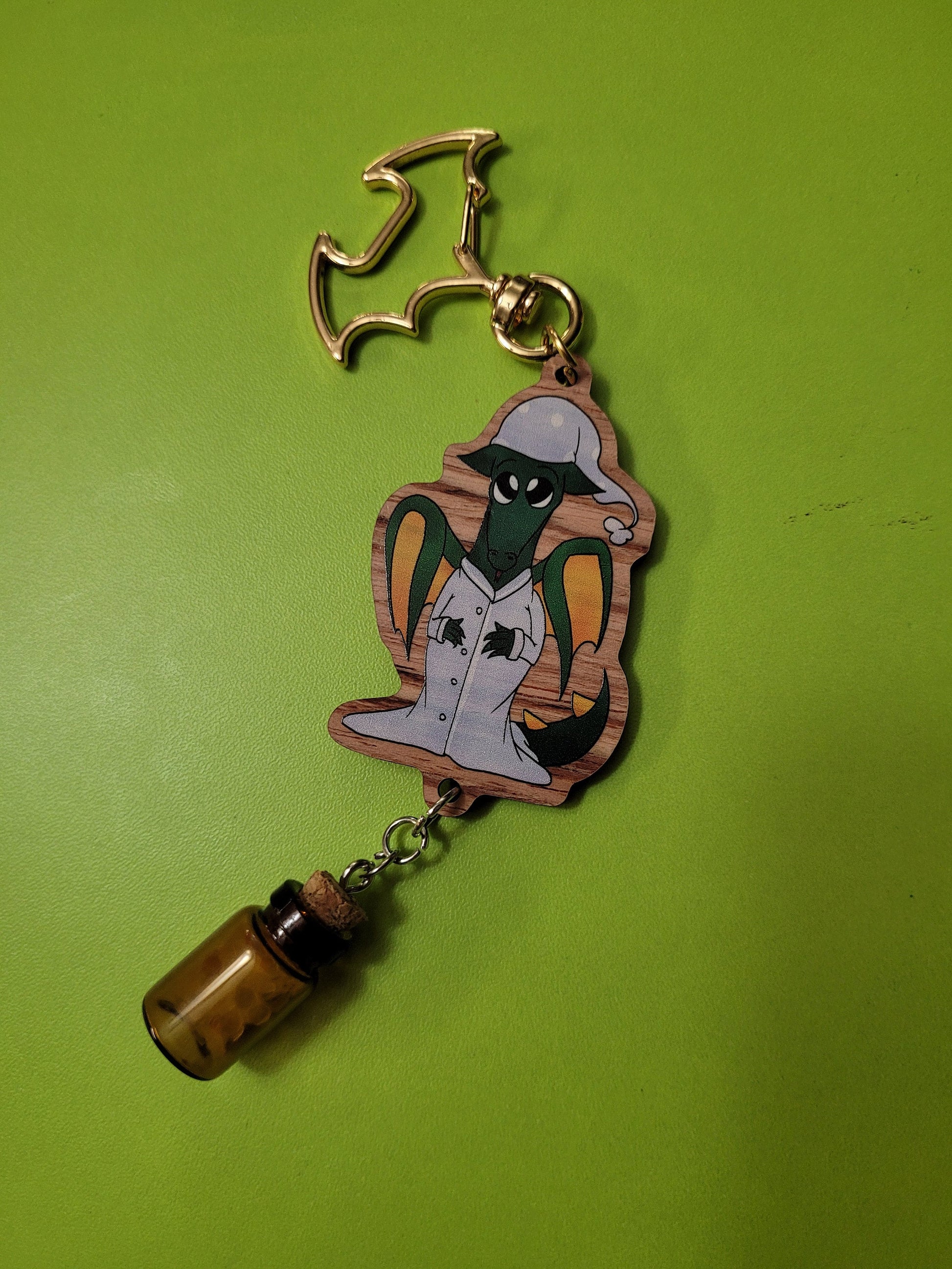 Sleepytime Dragon Wooden Keychains
