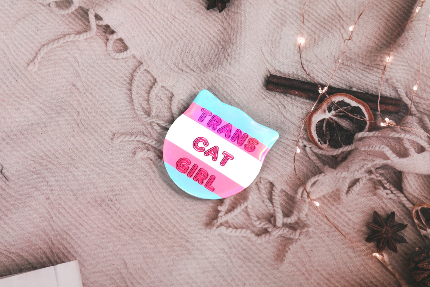 Trans + Nonbinary Pride Cat Pin Badges