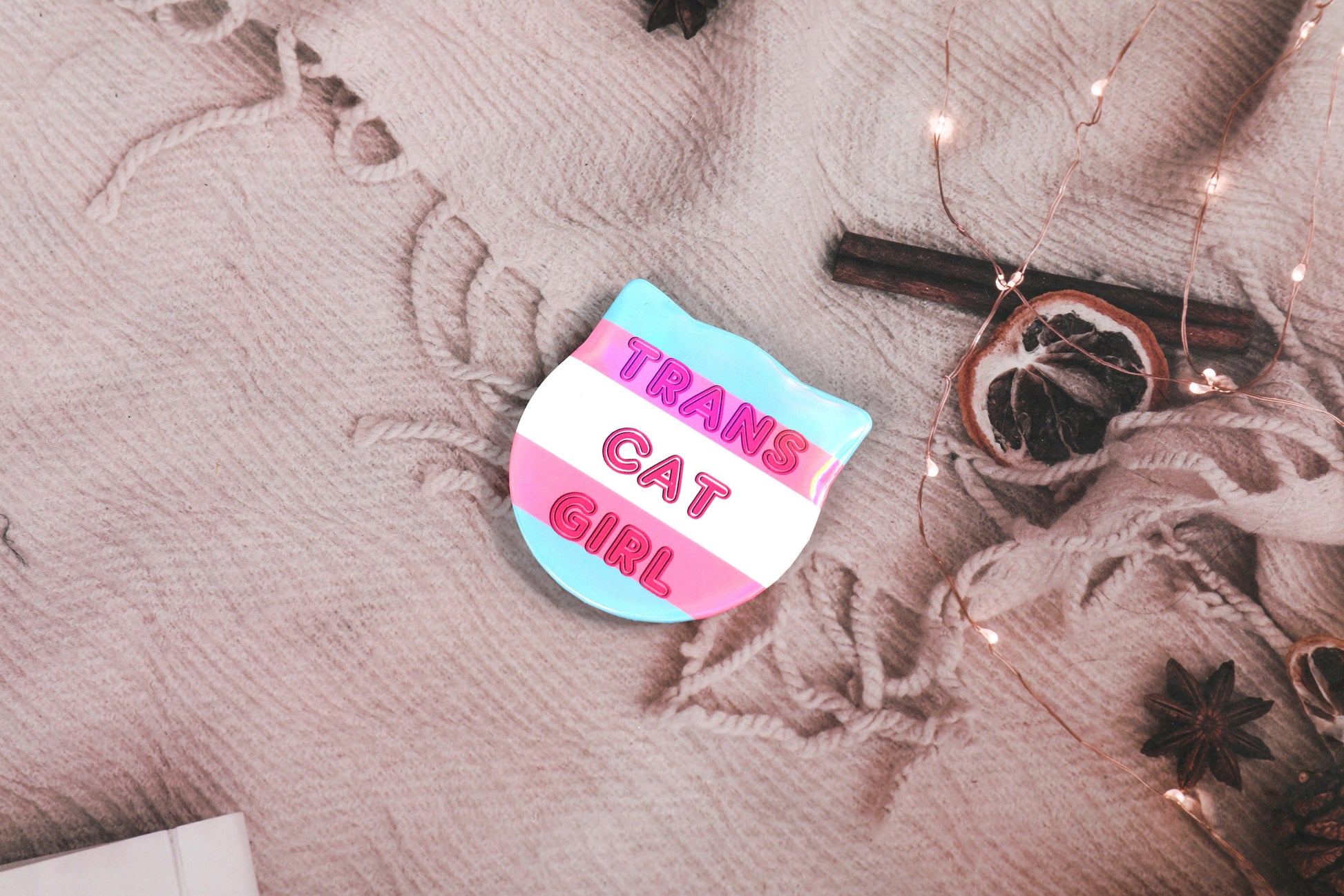 Trans + Nonbinary Pride Cat Pin Badges