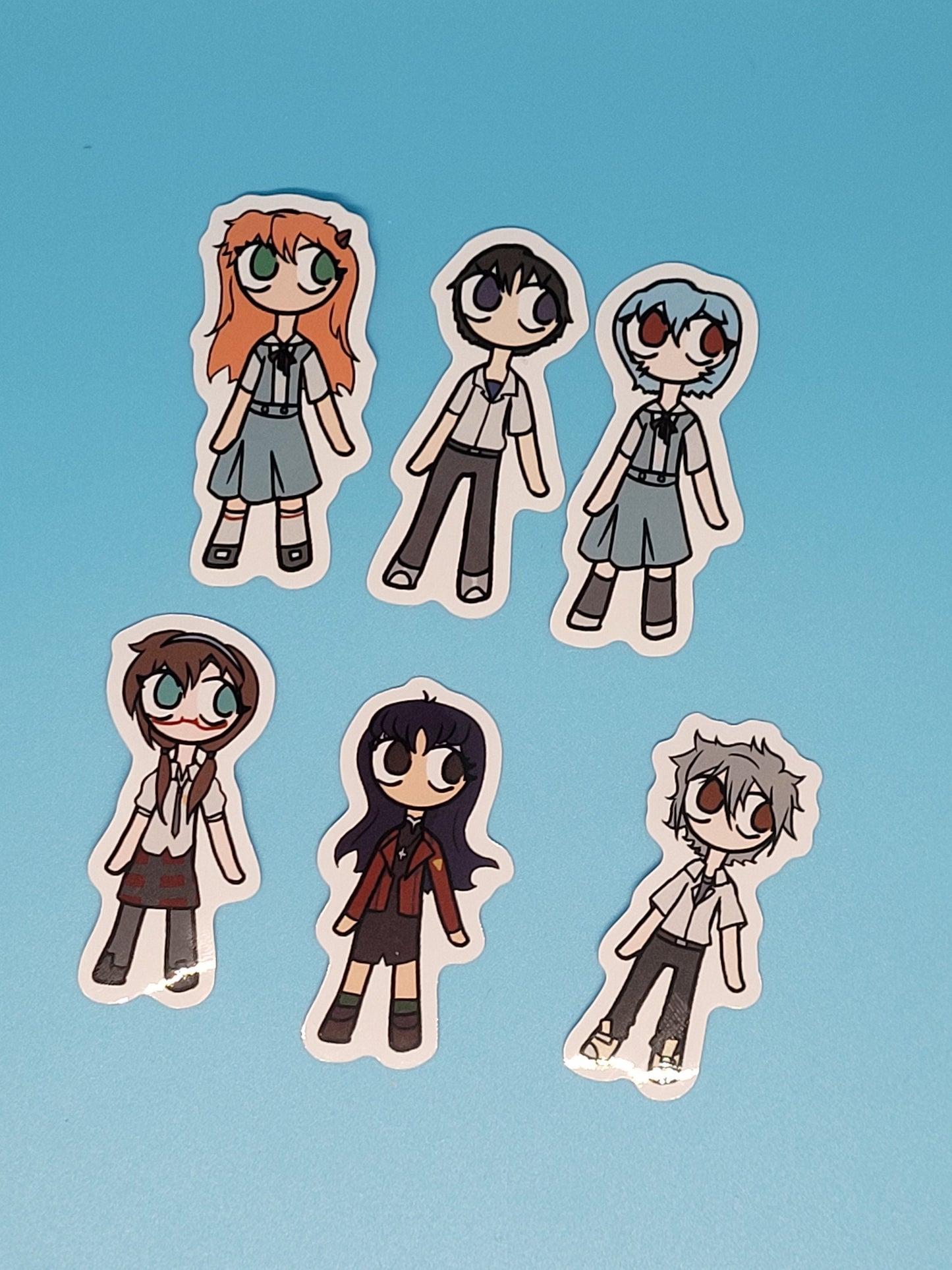 Neon Genesis Evangelion Asuka Rei and Shinji Chibis Vinyl Sticker Pack