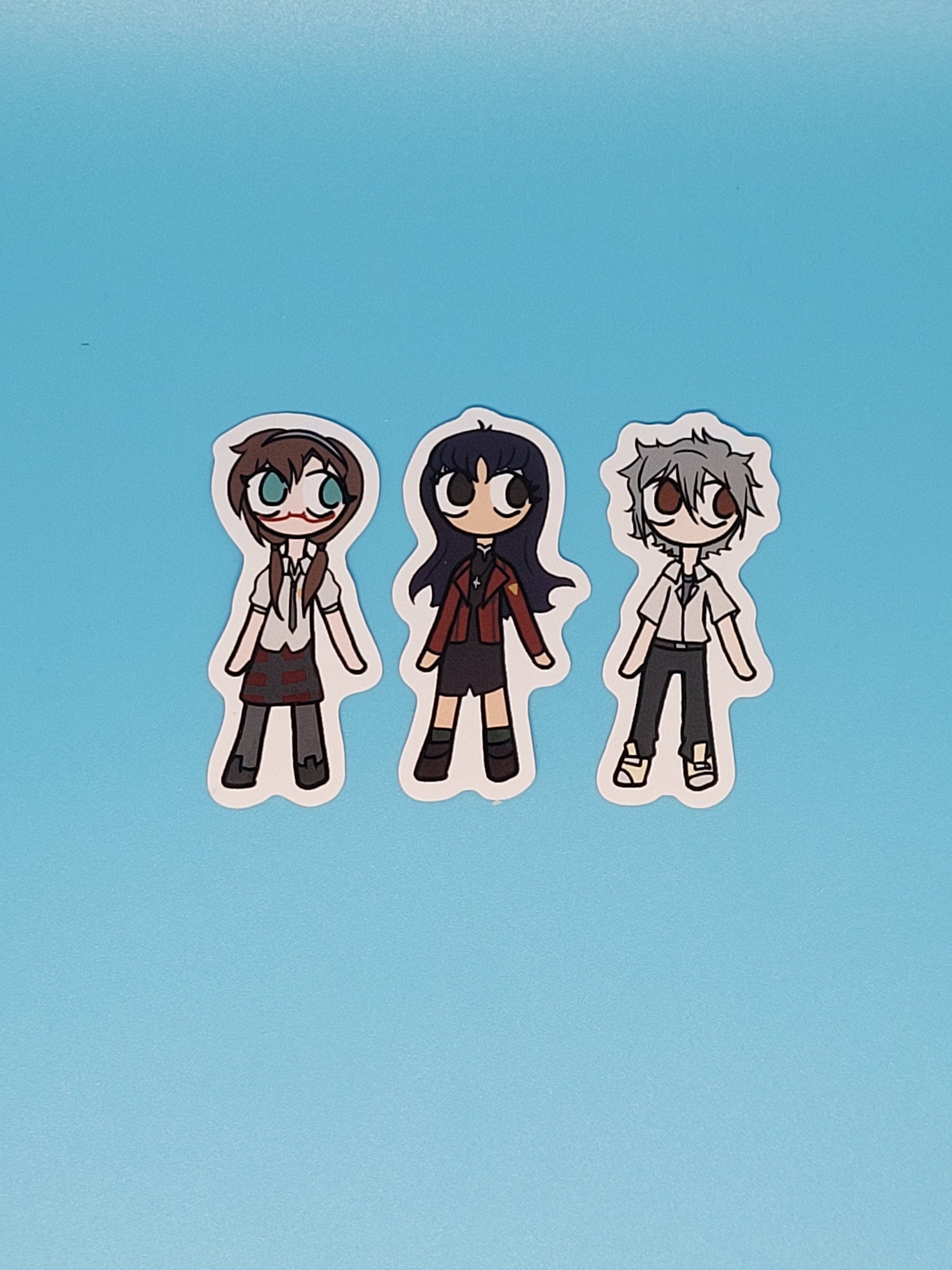 Neon Genesis Evangelion Asuka Rei and Shinji Chibis Vinyl Sticker Pack