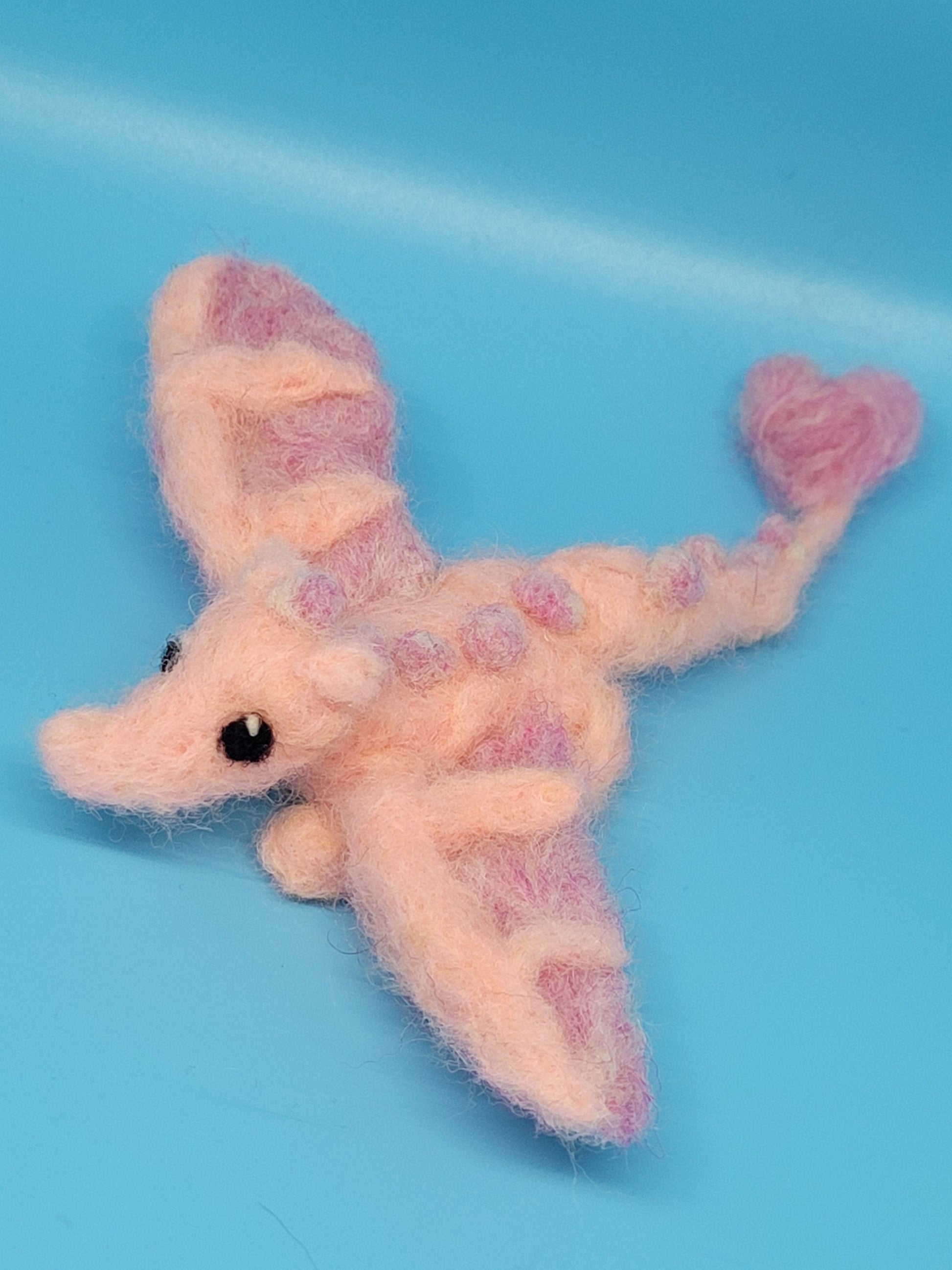 Needlefelt Pink Love Dragon - Plush / Soft Sculpture