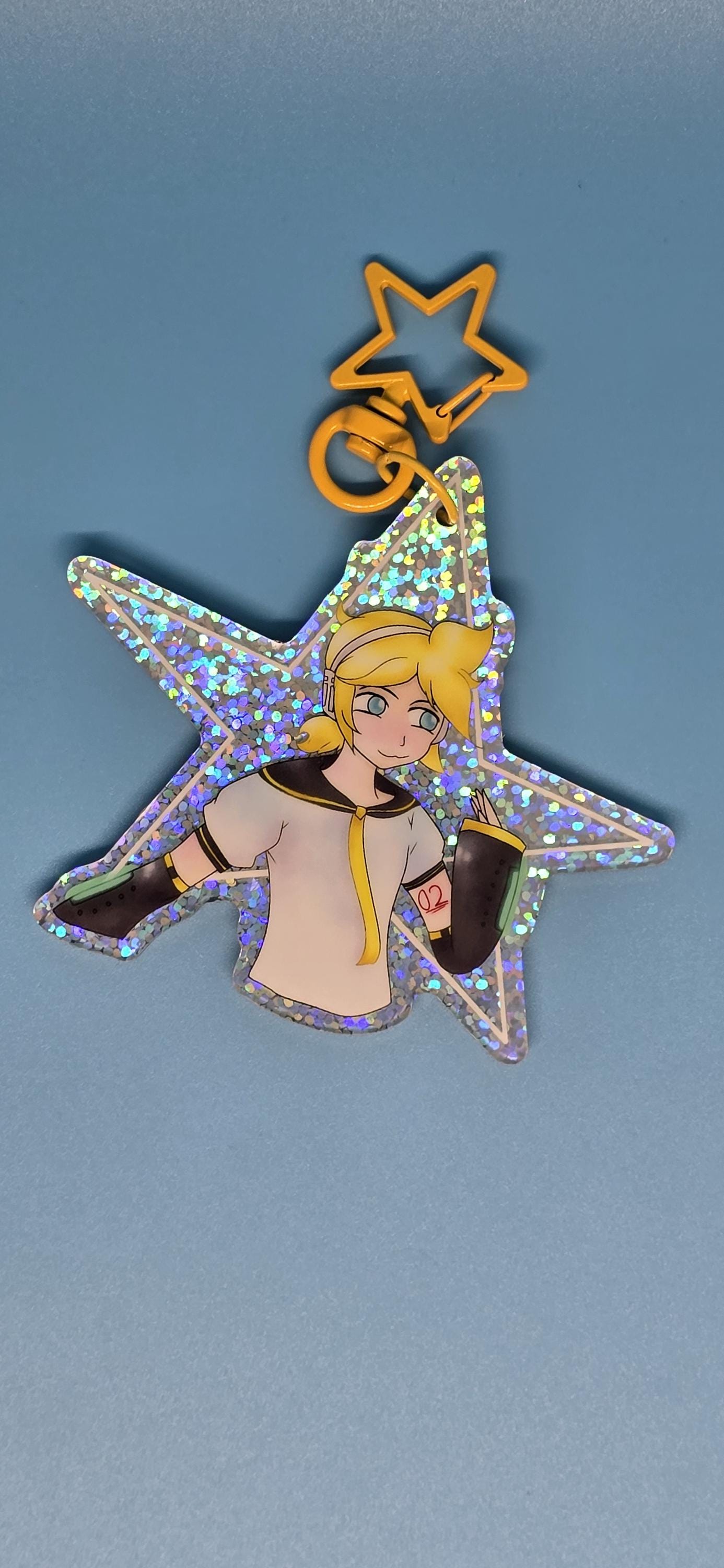 Vocaloid Rin and Len Kagamine Double-Sided Holo Keychain