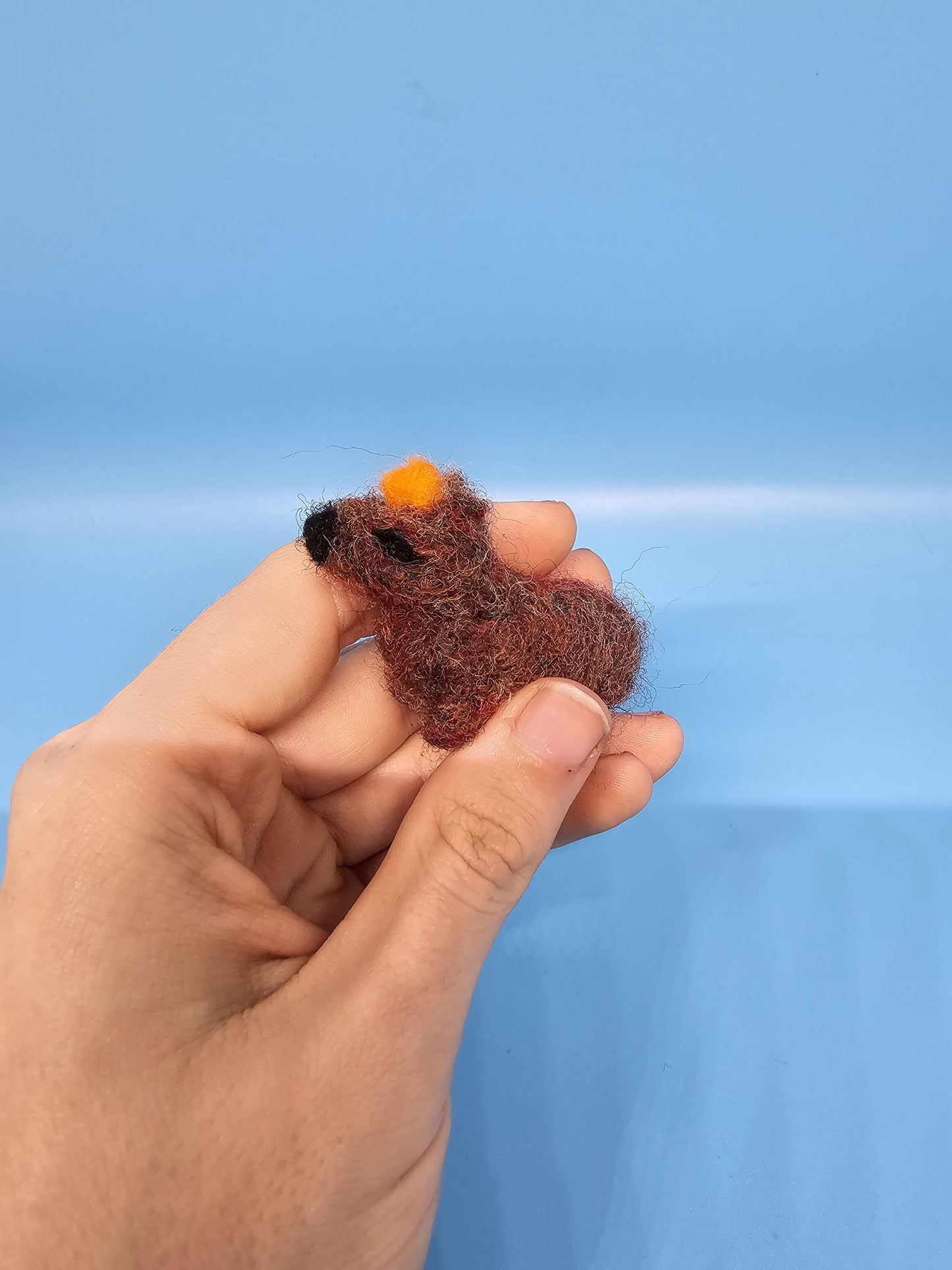 Needlefelt Capybara With Orange - Plush / Soft Sculpture