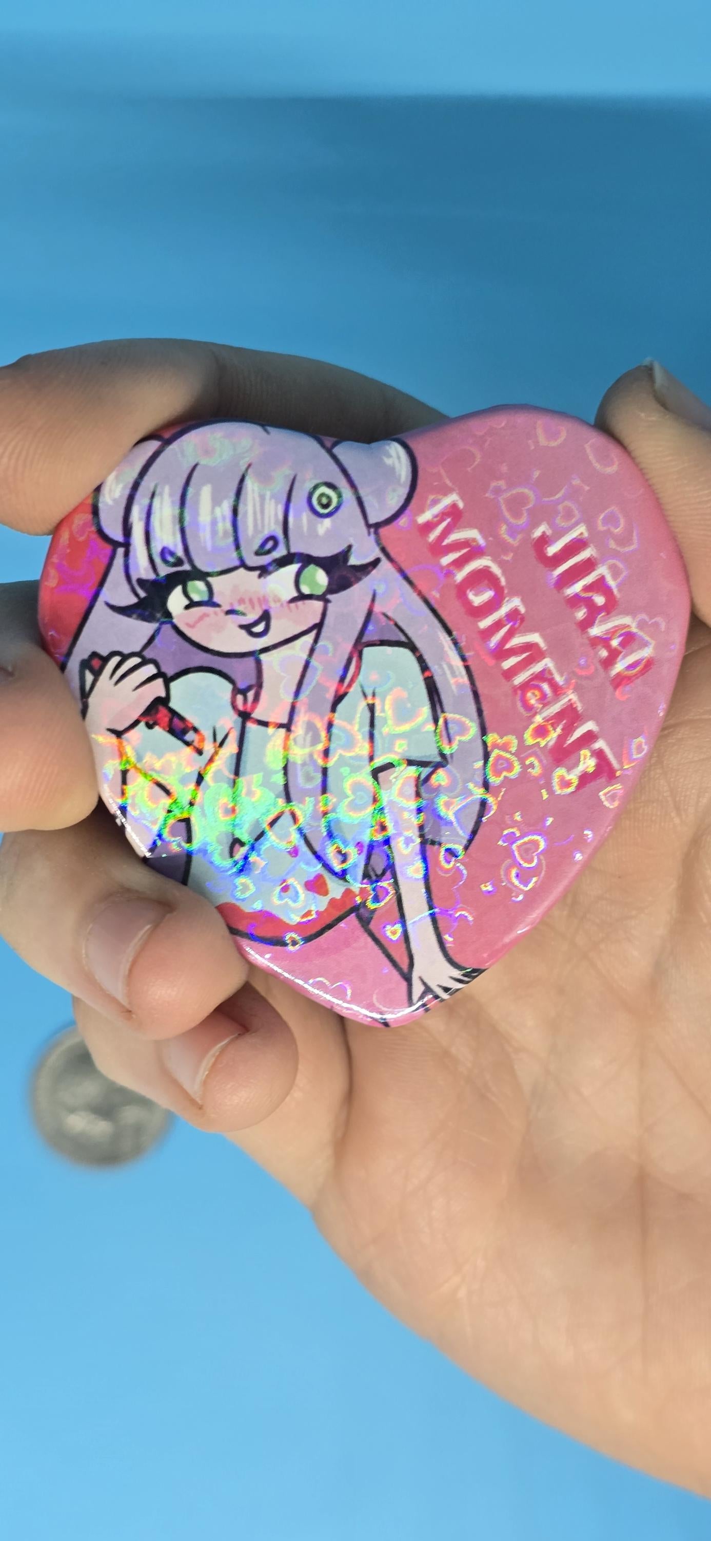 Menhera Jirai Moment Holographic Heart Pin Badges
