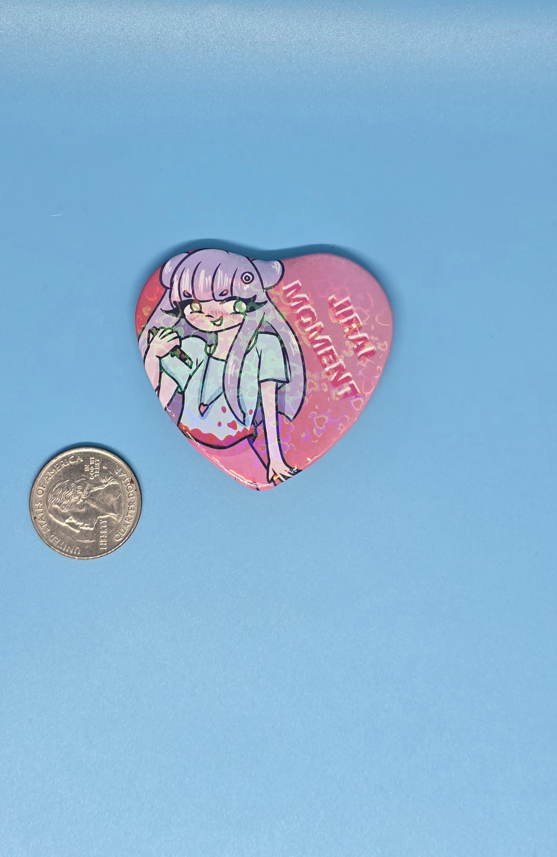 Menhera Jirai Moment Holographic Heart Pin Badges