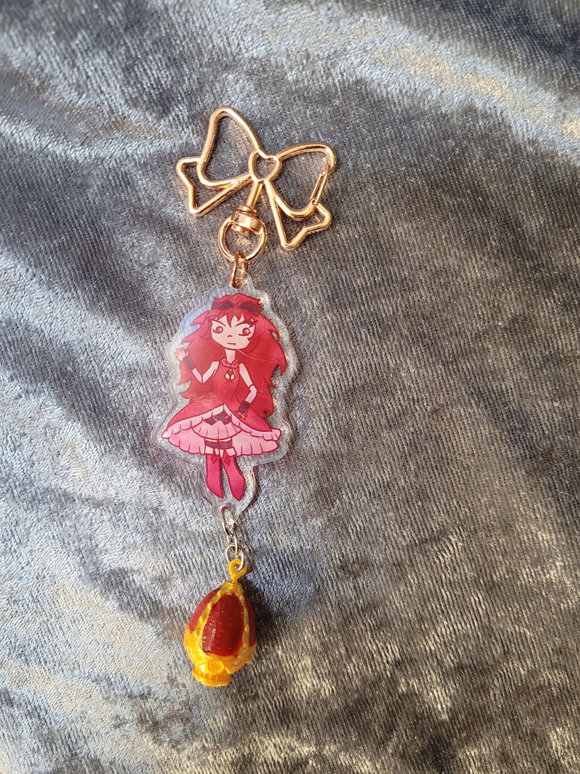 Puella Magi Madoka Magica Acrylic Keychains With Soul Gem Attachment Charm