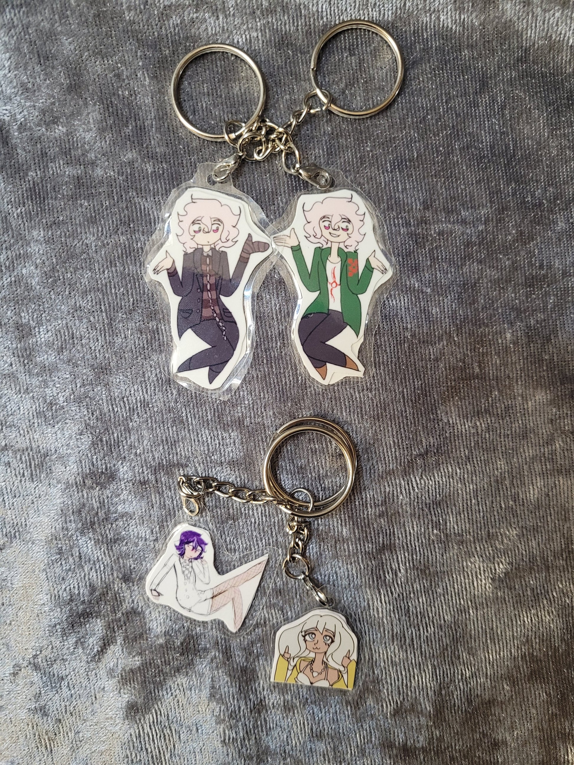 Danganronpa Komaeda Nagito, Kokichi Ouma, or Angie Yonaga Laminate Keychains