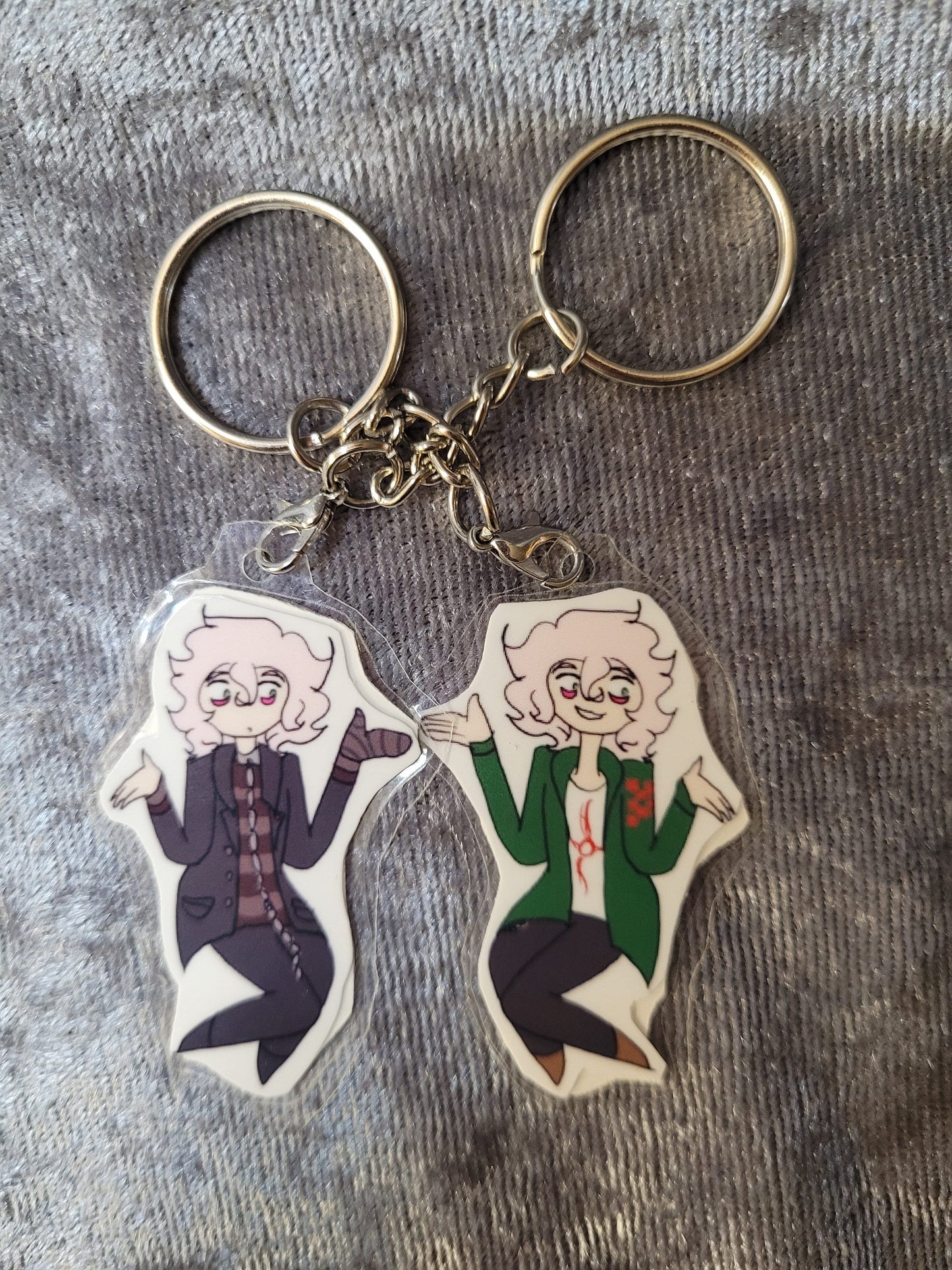 Danganronpa Komaeda Nagito, Kokichi Ouma, or Angie Yonaga Laminate Keychains