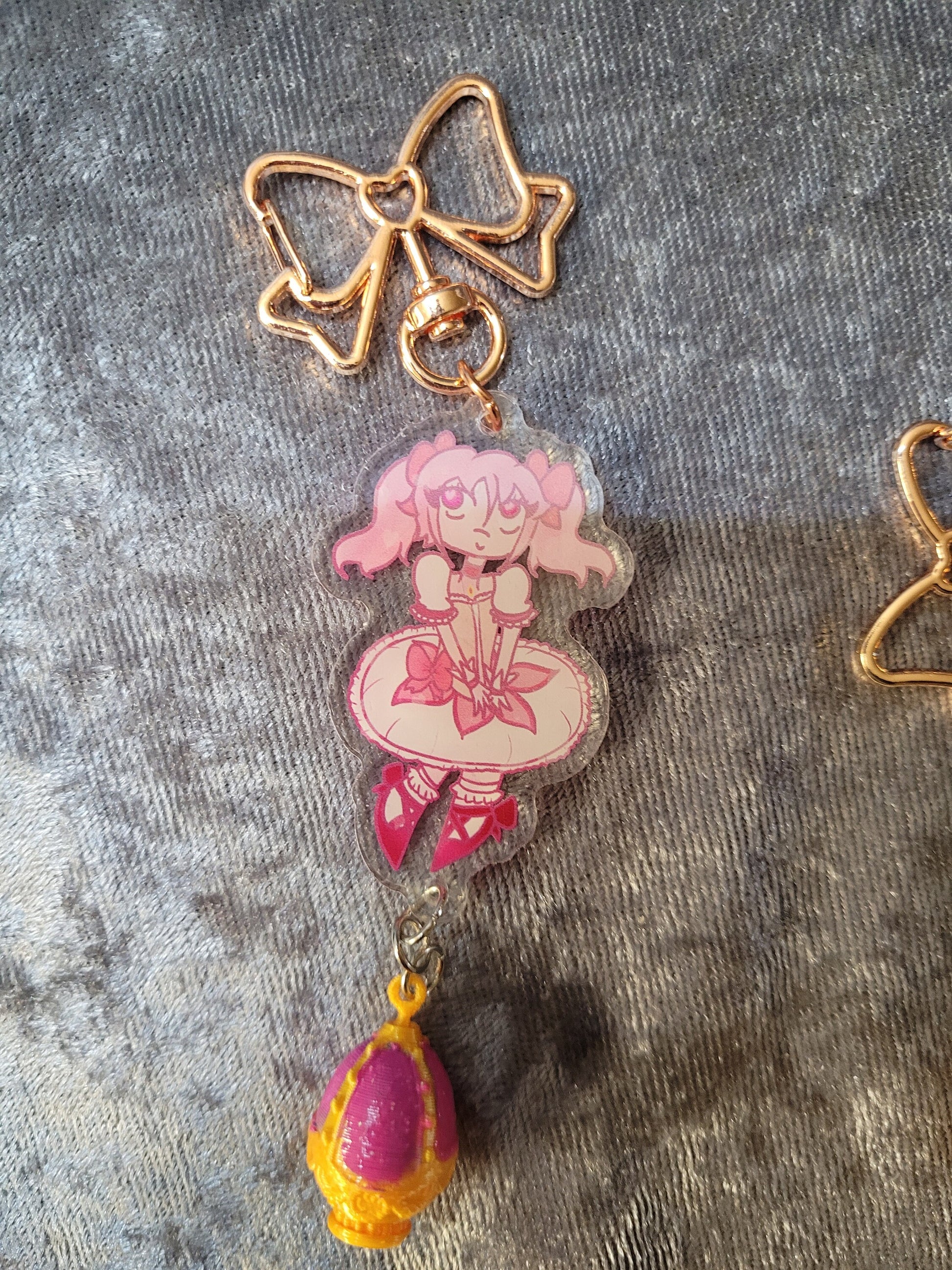 Puella Magi Madoka Magica Acrylic Keychains With Soul Gem Attachment Charm