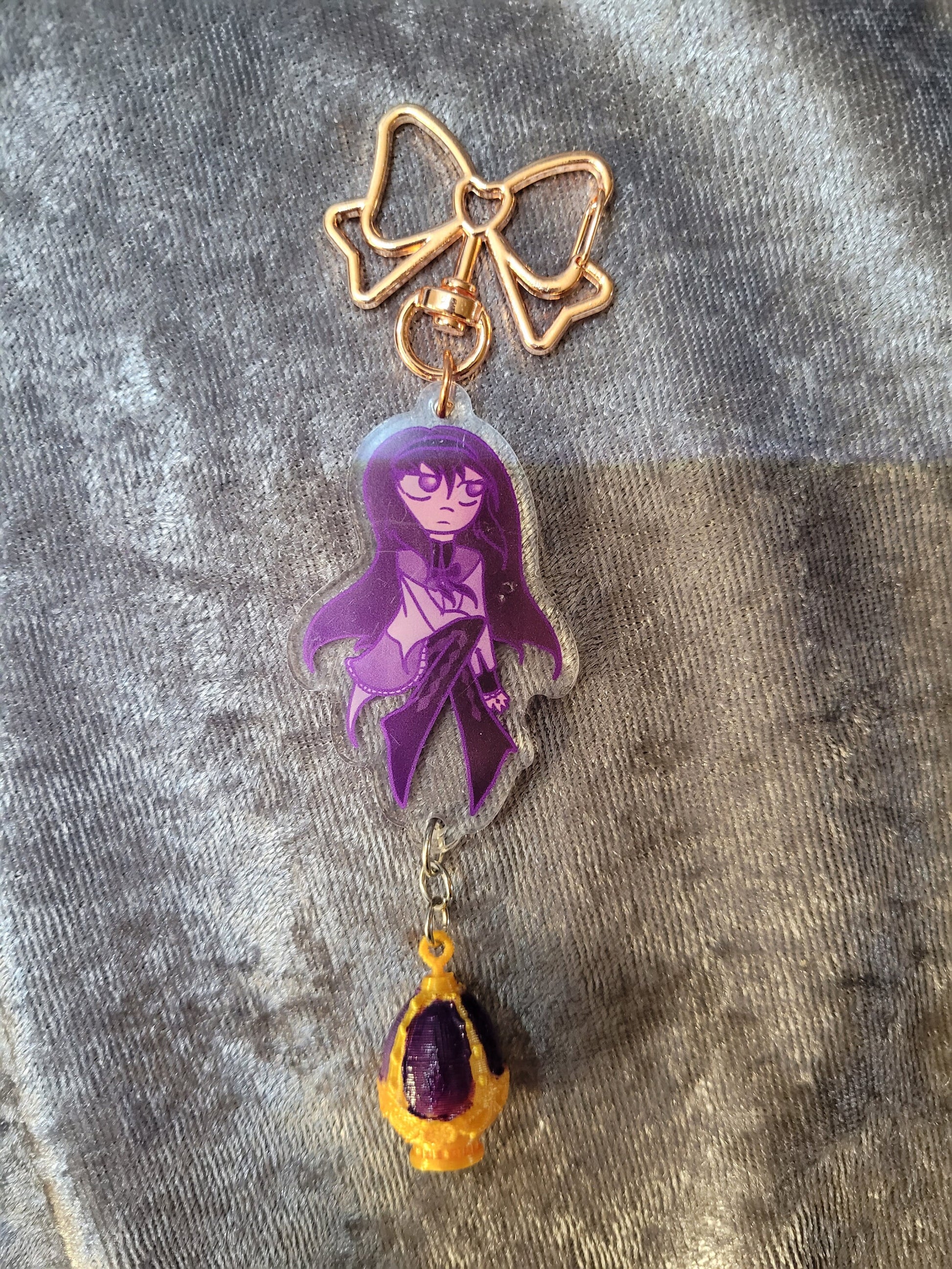 Puella Magi Madoka Magica Acrylic Keychains With Soul Gem Attachment Charm