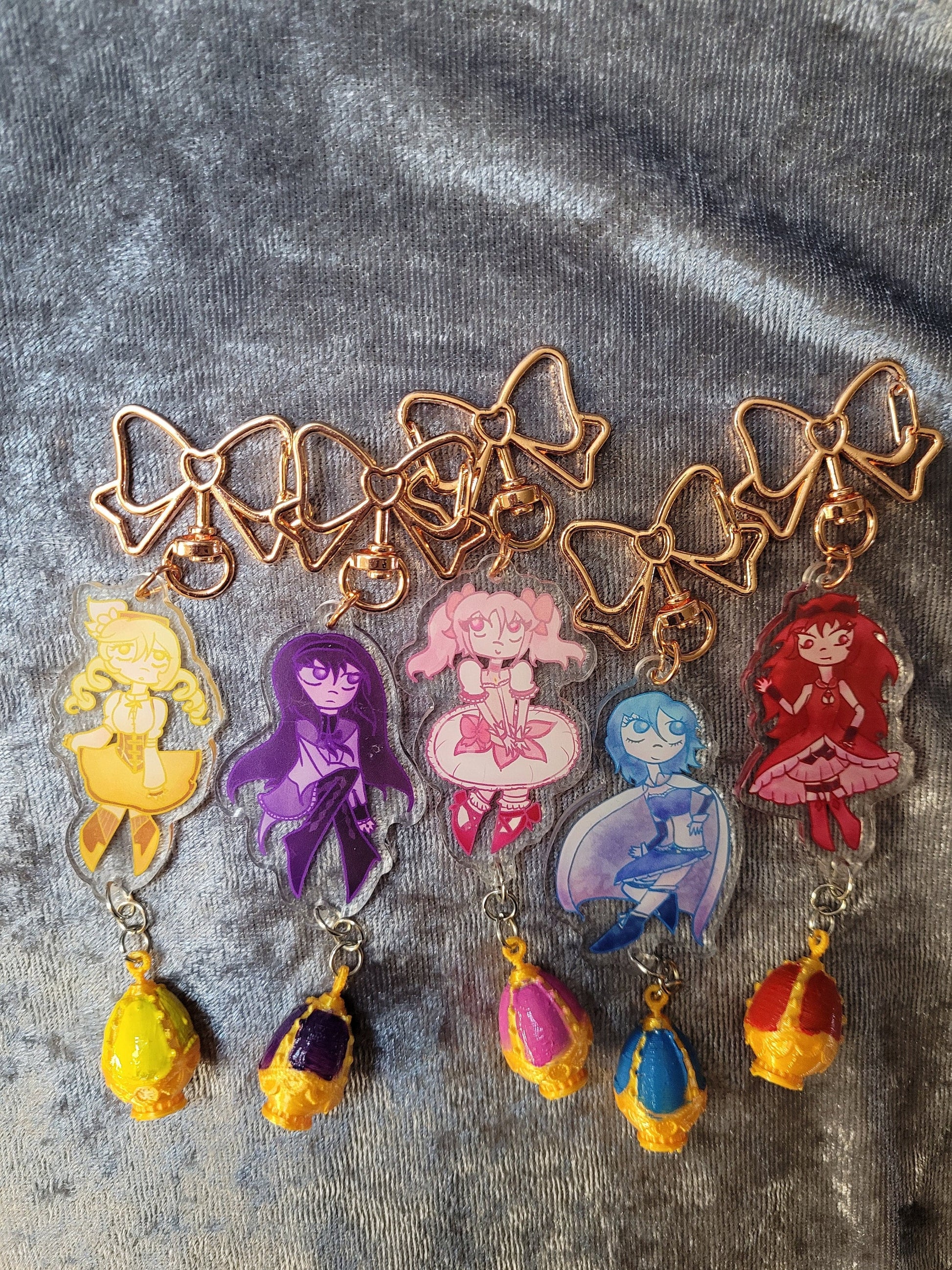 Puella Magi Madoka Magica Acrylic Keychains With Soul Gem Attachment Charm