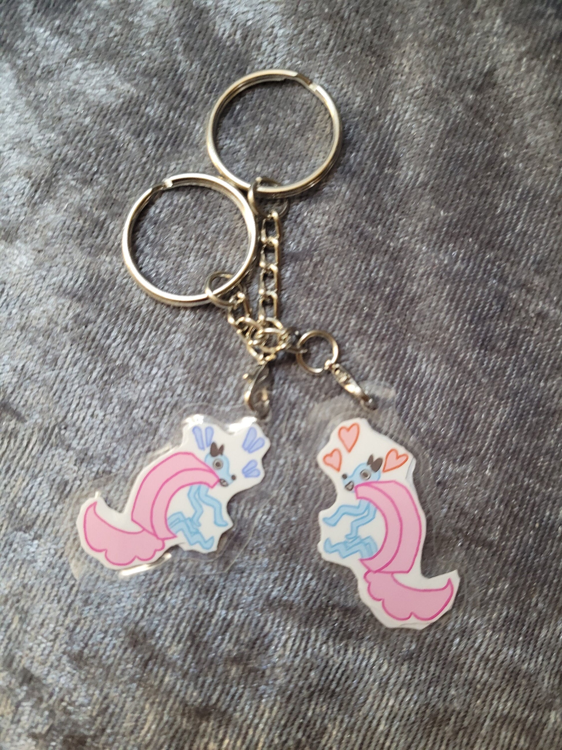 Wobbledogs Wobbledog Happy And Distressed Acrylic Charm Attachment and Laminate Keychains