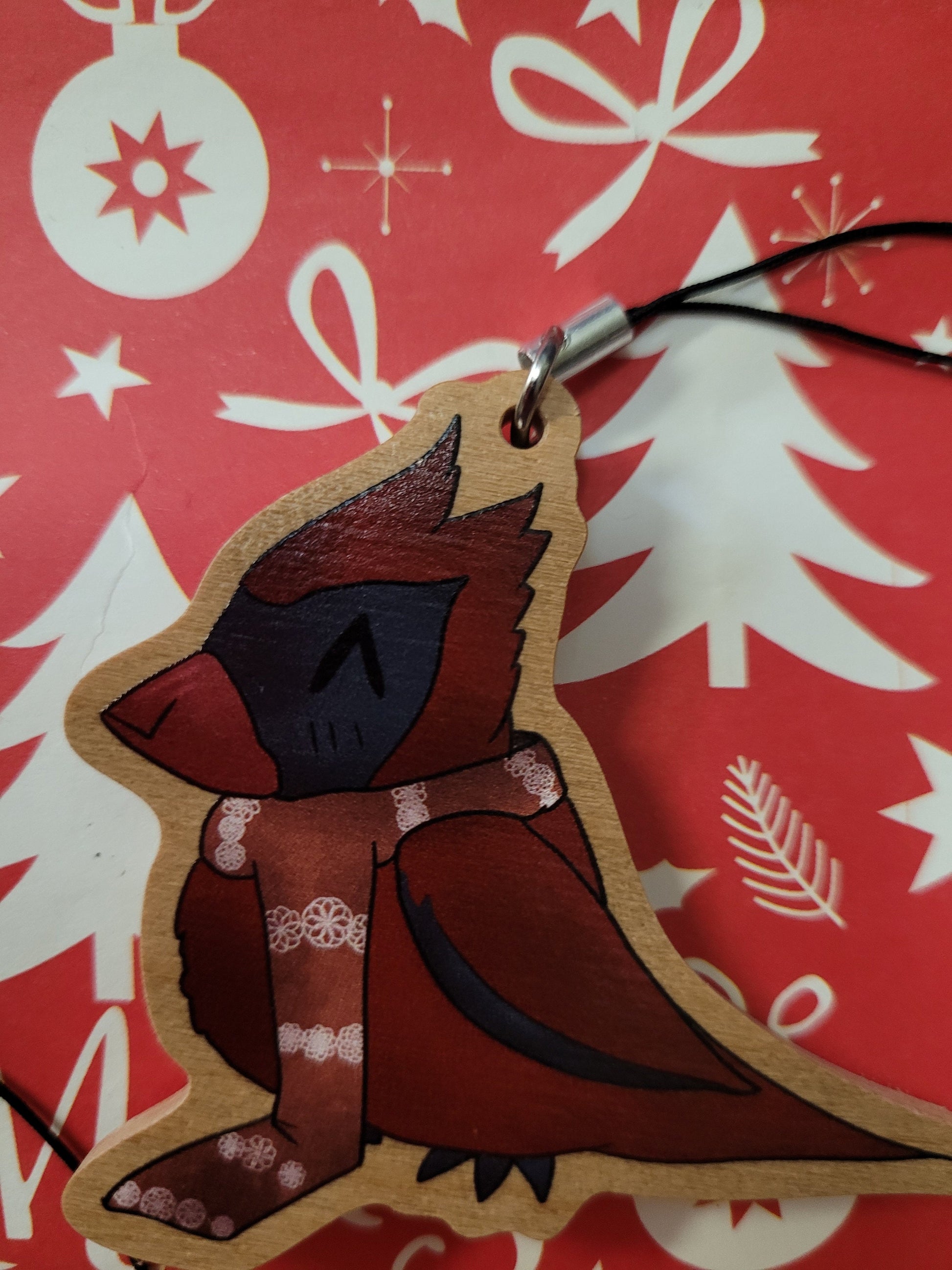 Wintertime Critter Wooden Christmas Ornaments / Keychains - Cardinal, Penguin, Fox, Reindeer
