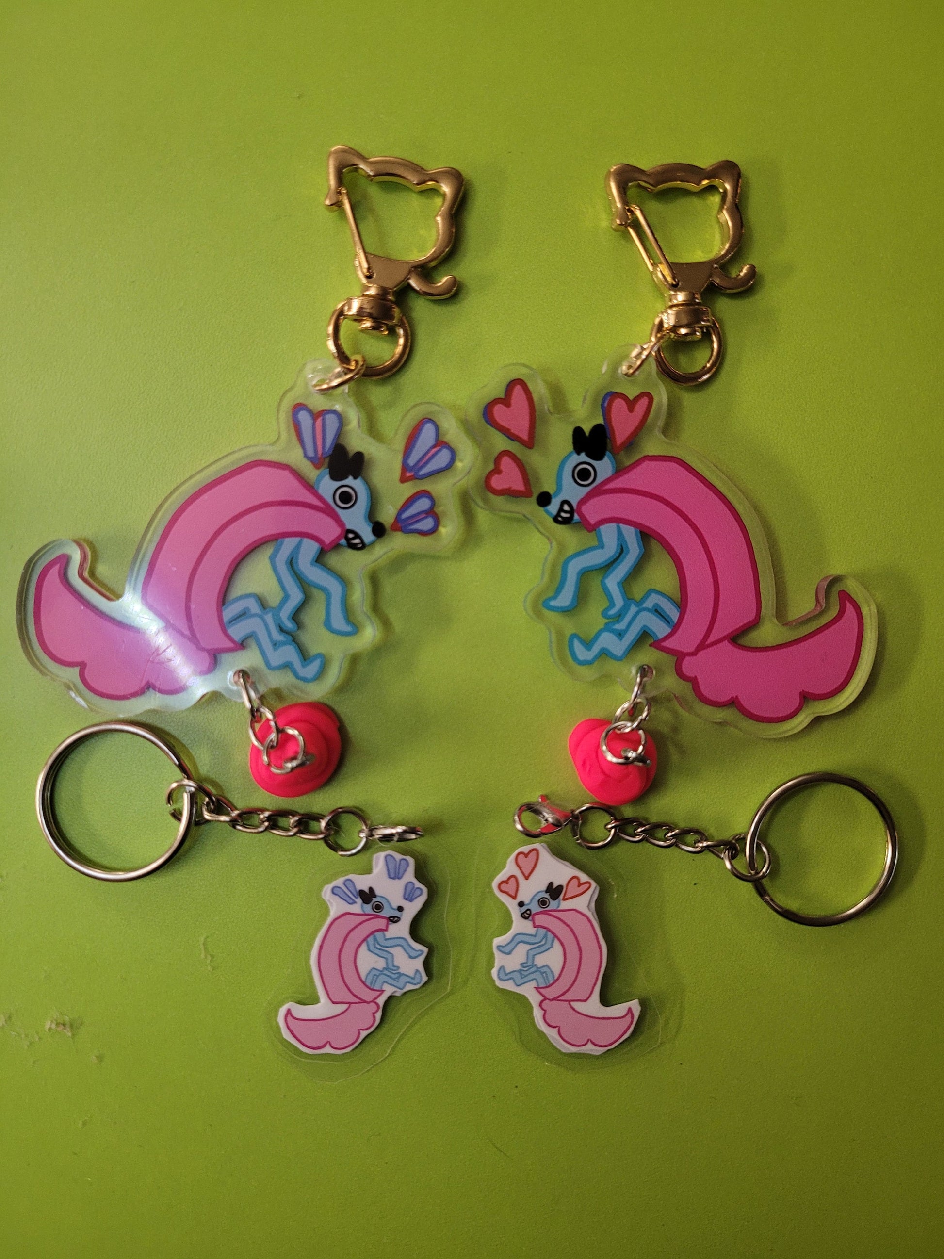 Wobbledogs Wobbledog Happy And Distressed Acrylic Charm Attachment and Laminate Keychains