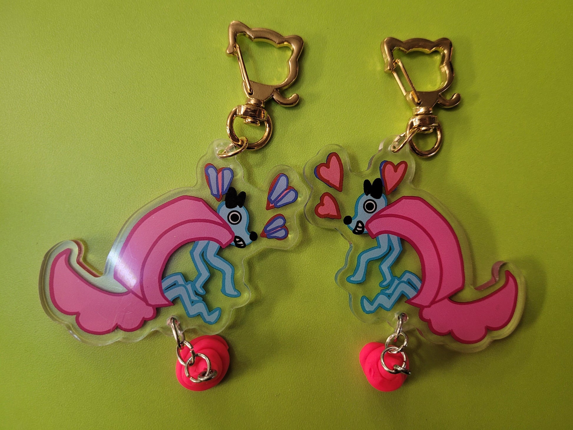 Wobbledogs Wobbledog Happy And Distressed Acrylic Charm Attachment and Laminate Keychains