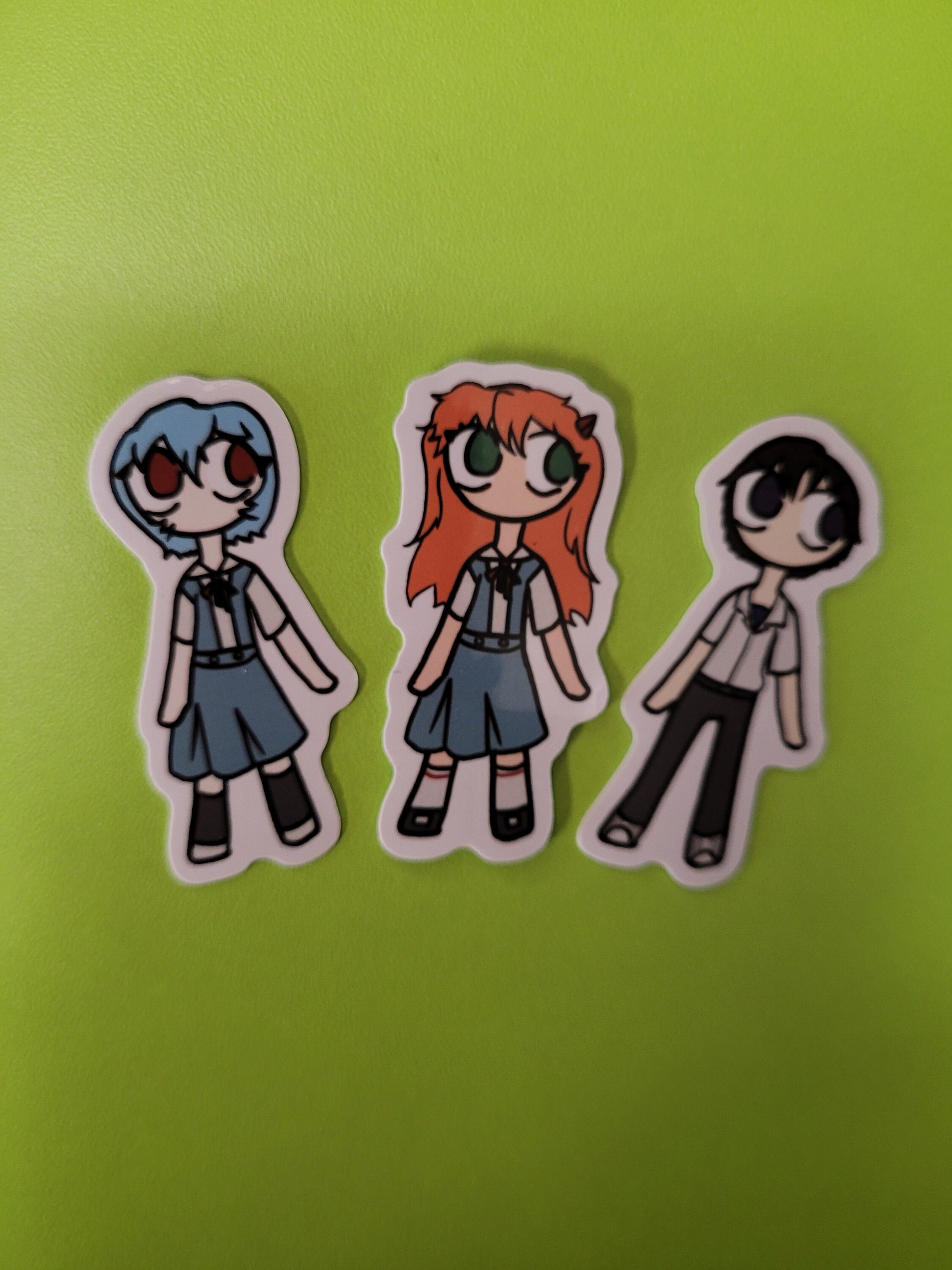 Neon Genesis Evangelion Asuka Rei and Shinji Chibis Vinyl Sticker Pack