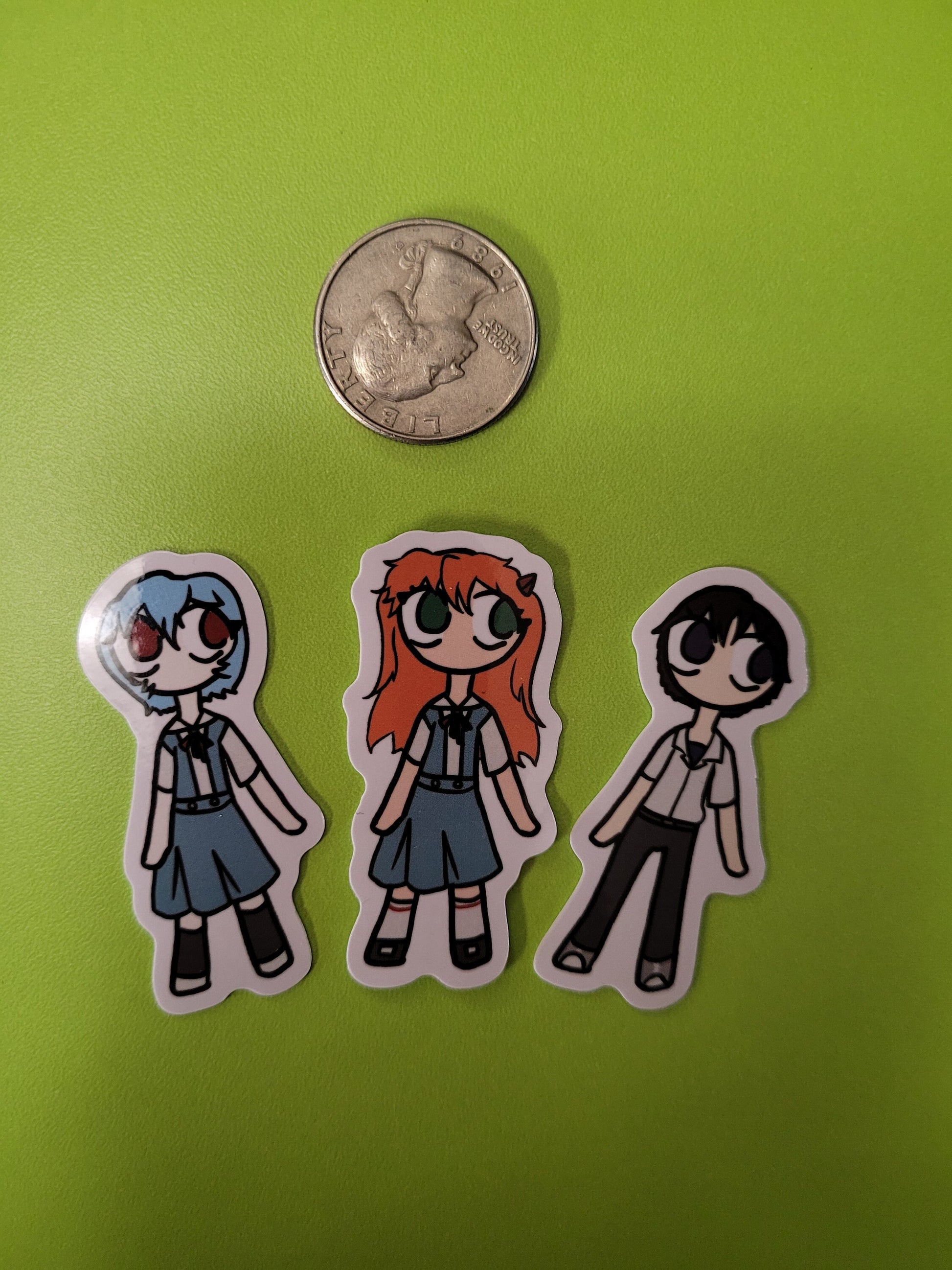 Neon Genesis Evangelion Asuka Rei and Shinji Chibis Vinyl Sticker Pack