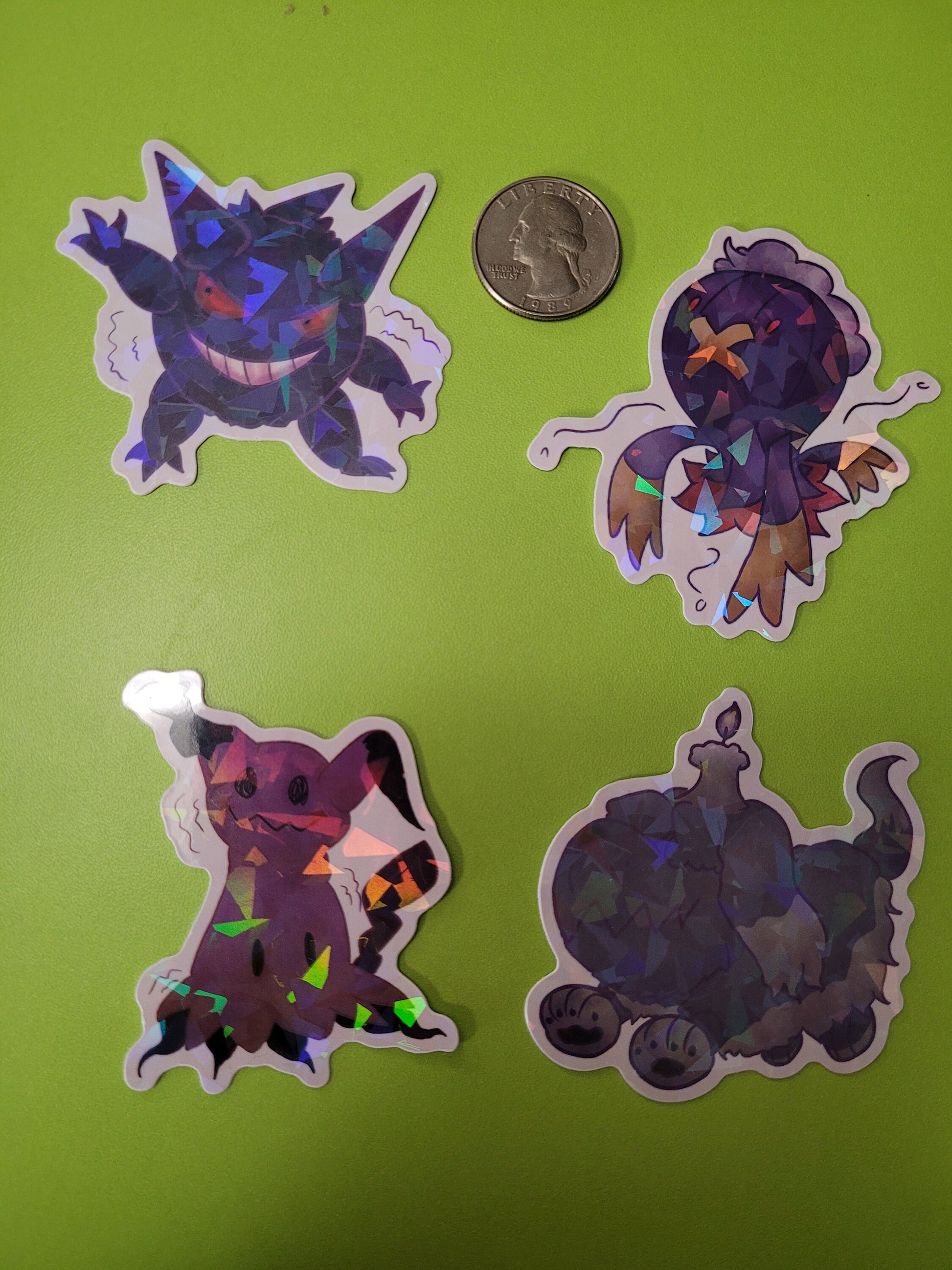 Ghost Pokemon Holographic Sticker Pack - Gengar, Greavard, Drifblim, Mimikyu