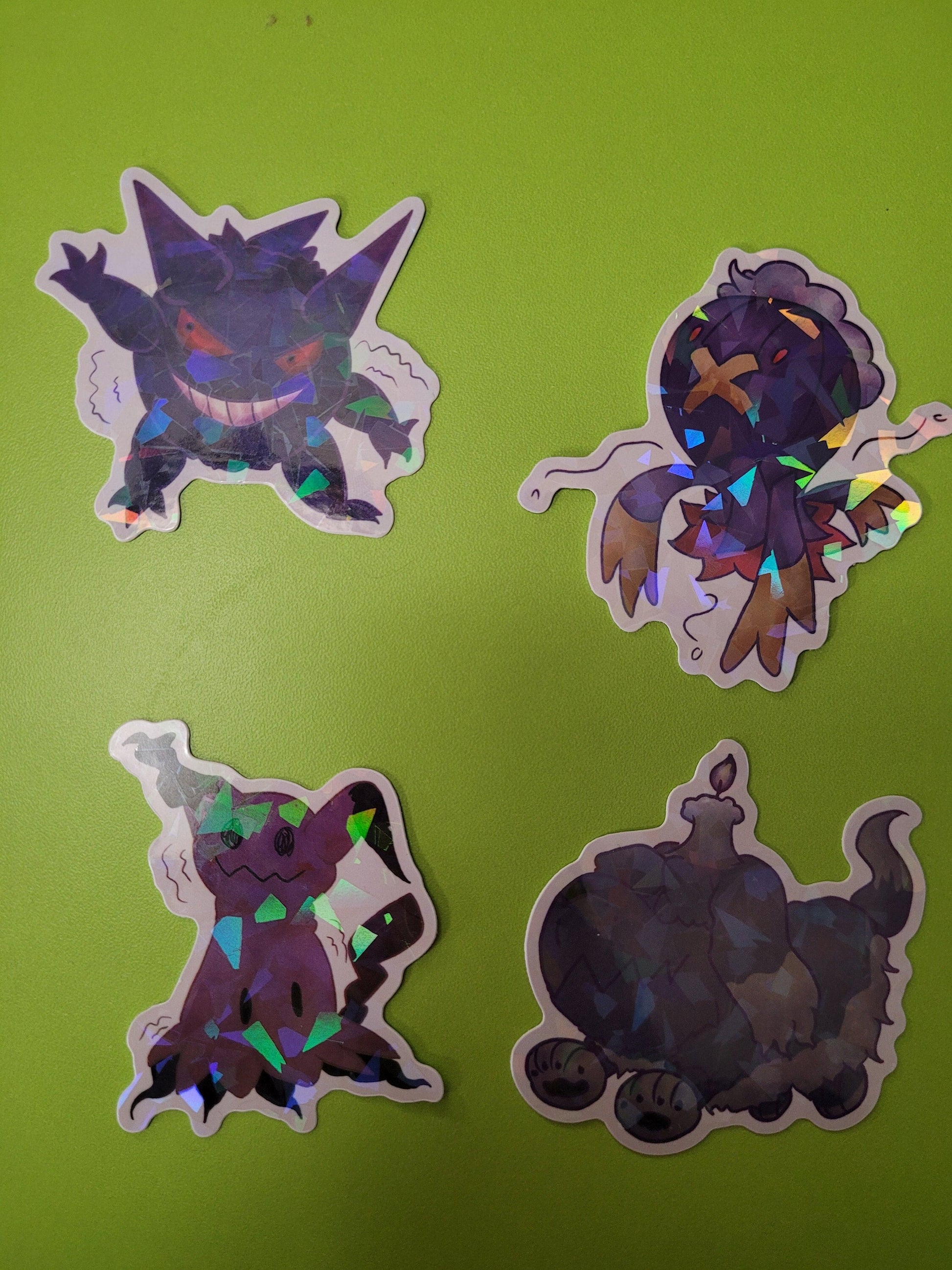 Ghost Pokemon Holographic Sticker Pack - Gengar, Greavard, Drifblim, Mimikyu