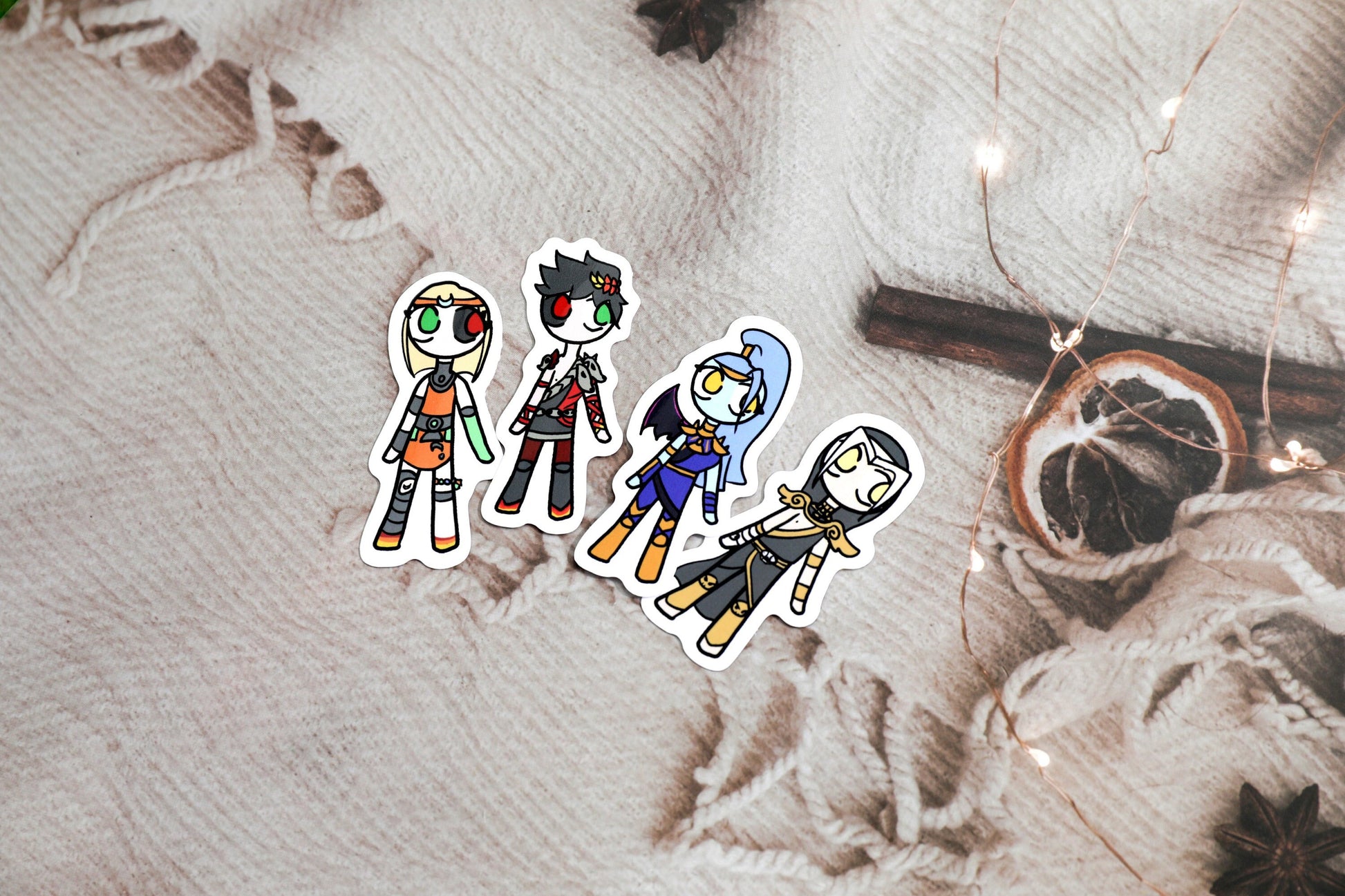 Hades Supergiant Games Chibi Vinyl Stickers - Pack Includes Zagreus, Megaera, Thanatos, and Melinoe
