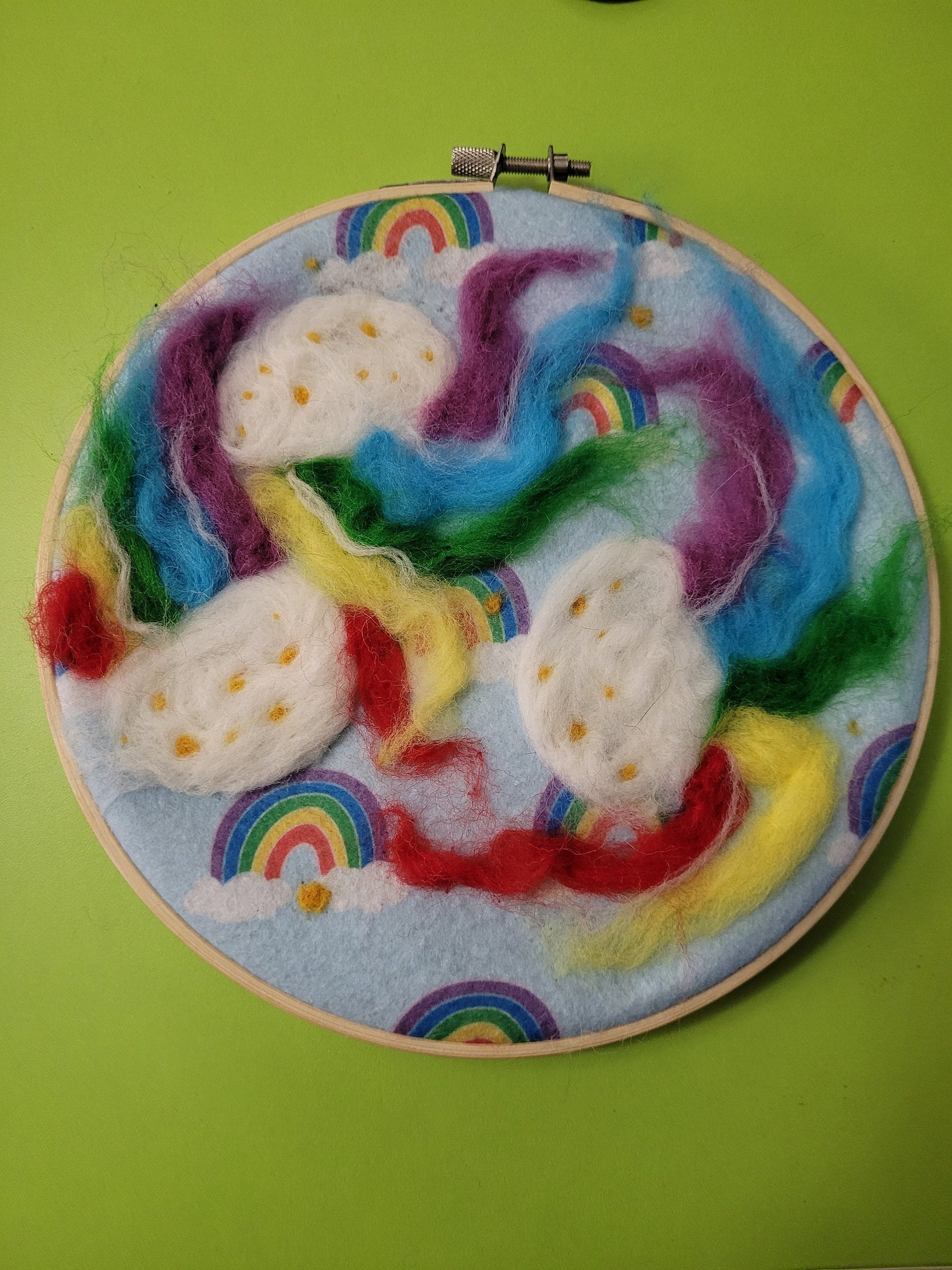 Rainbow Jellyfish Original Needlefelt Hoop