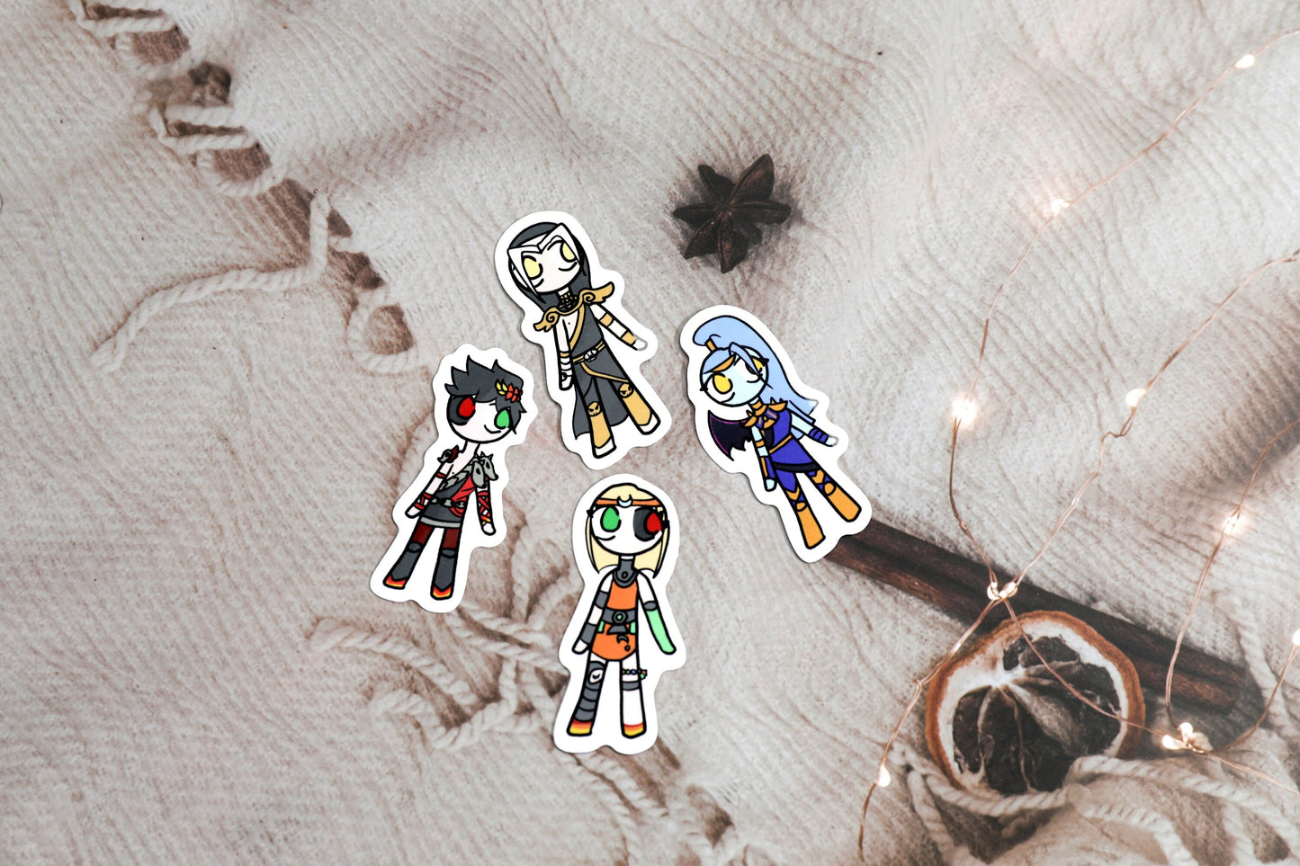 Hades Supergiant Games Chibi Vinyl Stickers - Pack Includes Zagreus, Megaera, Thanatos, and Melinoe